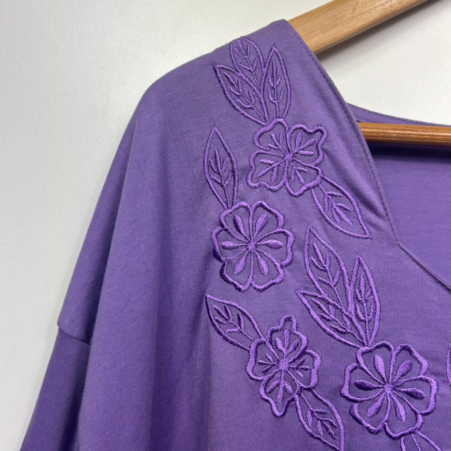 Hodgson Dale and Waters Purple Cotton 3/4 Sleeve Blouse Top Size 36 38