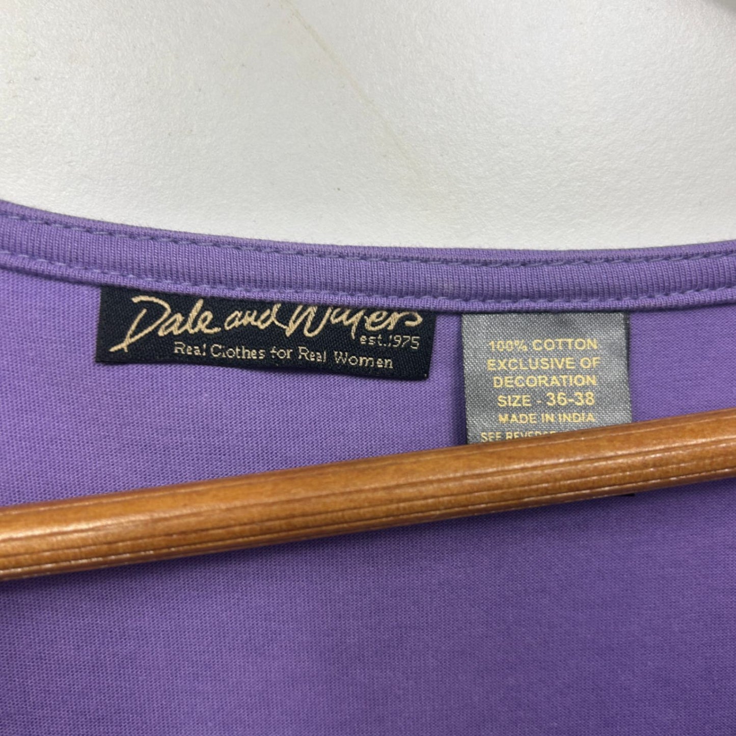 Hodgson Dale and Waters Purple Cotton 3/4 Sleeve Blouse Top Size 36 38