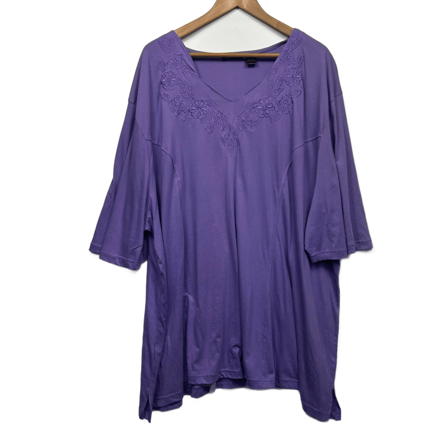 Hodgson Dale and Waters Purple Cotton 3/4 Sleeve Blouse Top Size 36 38