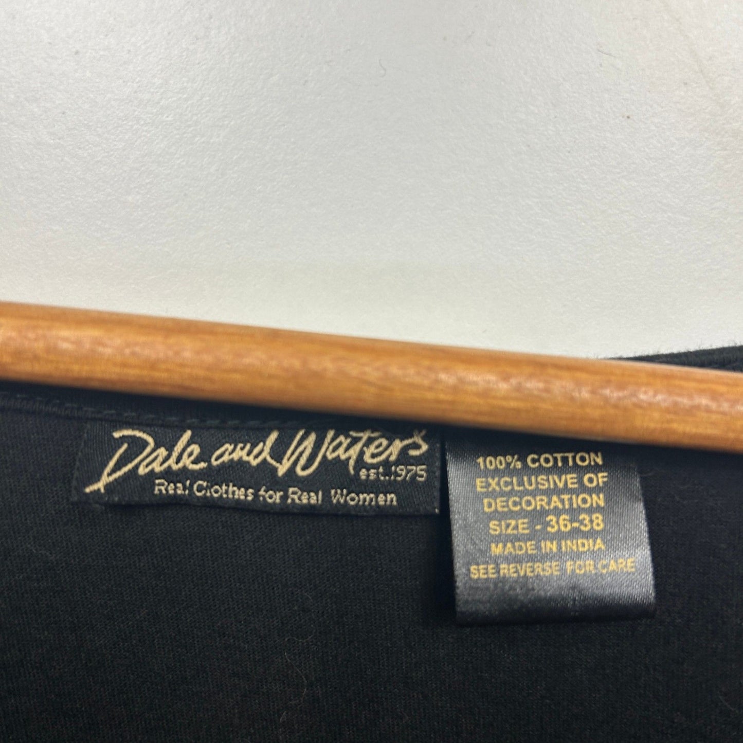 Hodgson Dale and Waters BlackCotton 3/4 Sleeve Blouse Top Size 36 38