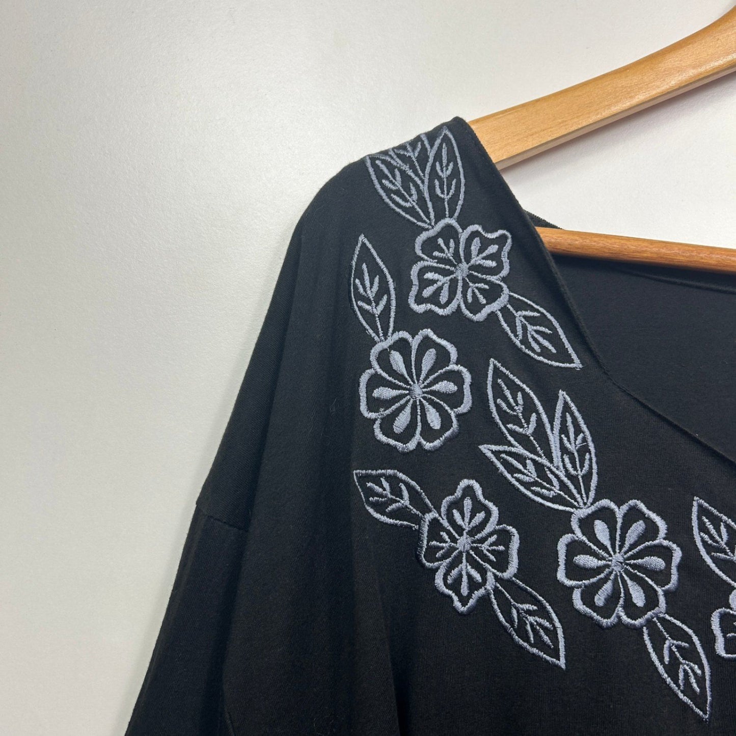 Hodgson Dale and Waters BlackCotton 3/4 Sleeve Blouse Top Size 36 38