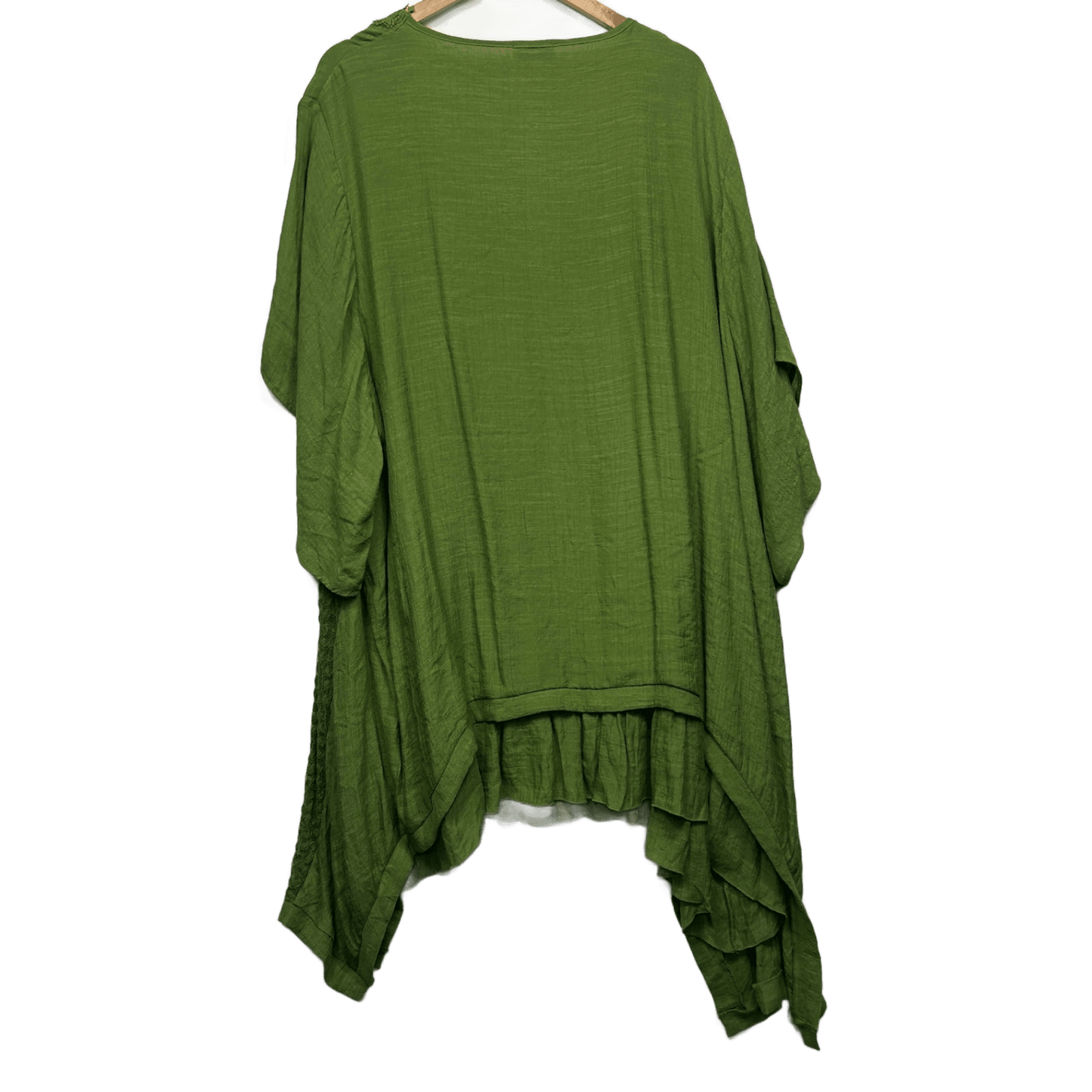 Curvaceous Green Rayon Short Sleeve V-Neck Tunic Top Size 24 26 3XL