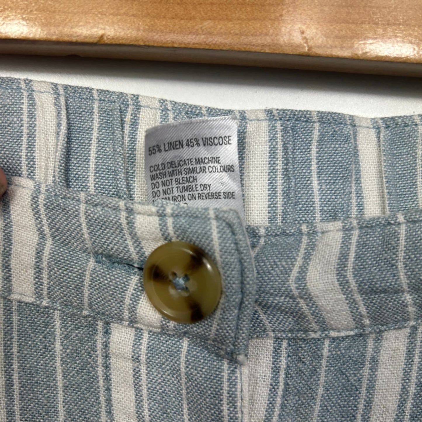 Anko Midi Skirt Size 18 Blue White Striped Pockets Linen Blend