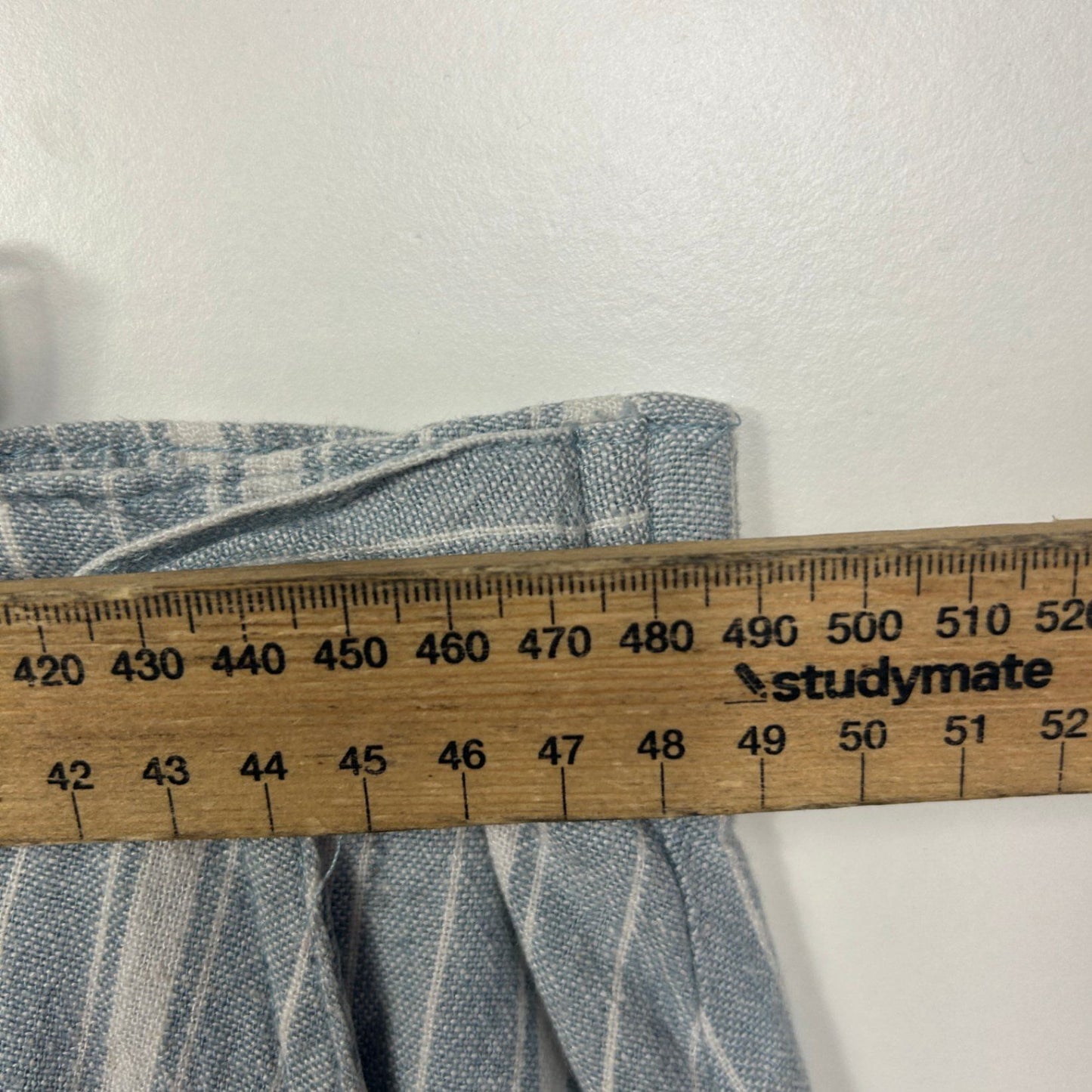 Anko Midi Skirt Size 18 Blue White Striped Pockets Linen Blend