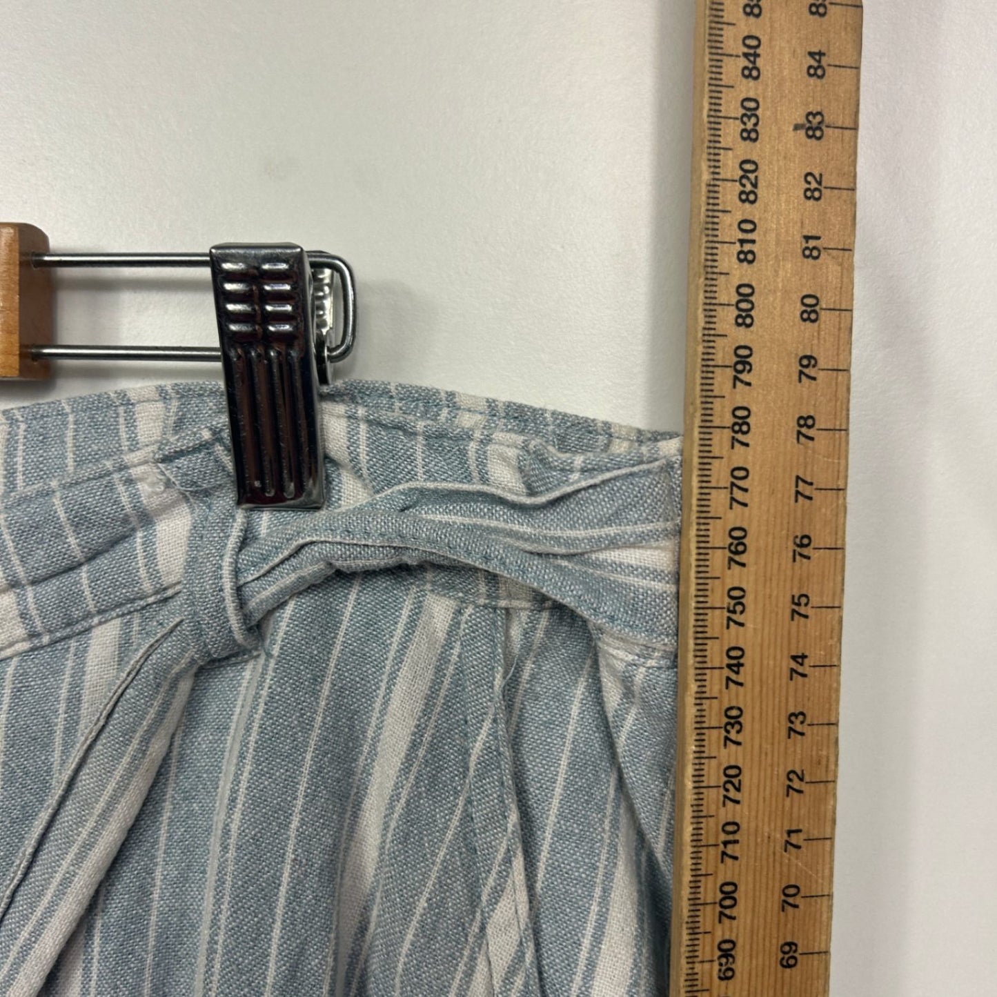 Anko Midi Skirt Size 18 Blue White Striped Pockets Linen Blend