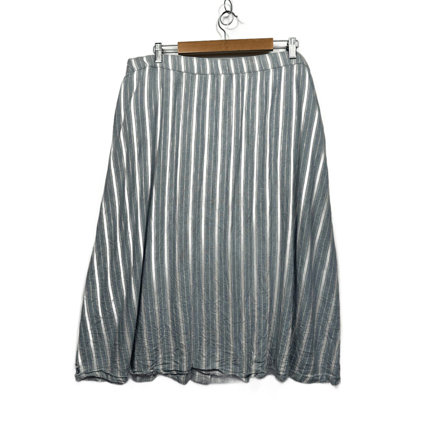 Anko Midi Skirt Size 18 Blue White Striped Pockets Linen Blend