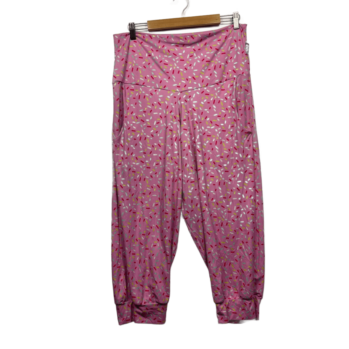 exoticathletica Leggings Size 2XL 18 20 Pink Pockets Soft Capri Cropped