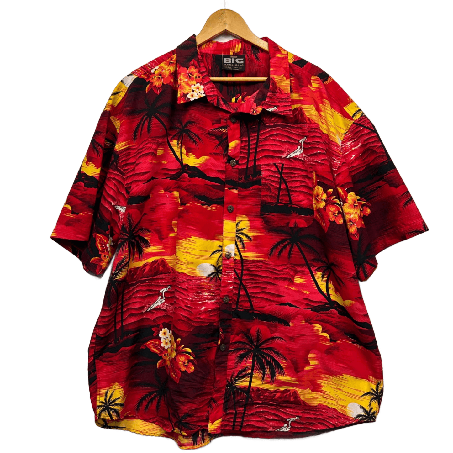 Lowes Shirts Big Mens Size 5XL Red Hawaiian Shirt Sunset Aloha Tropical Beach