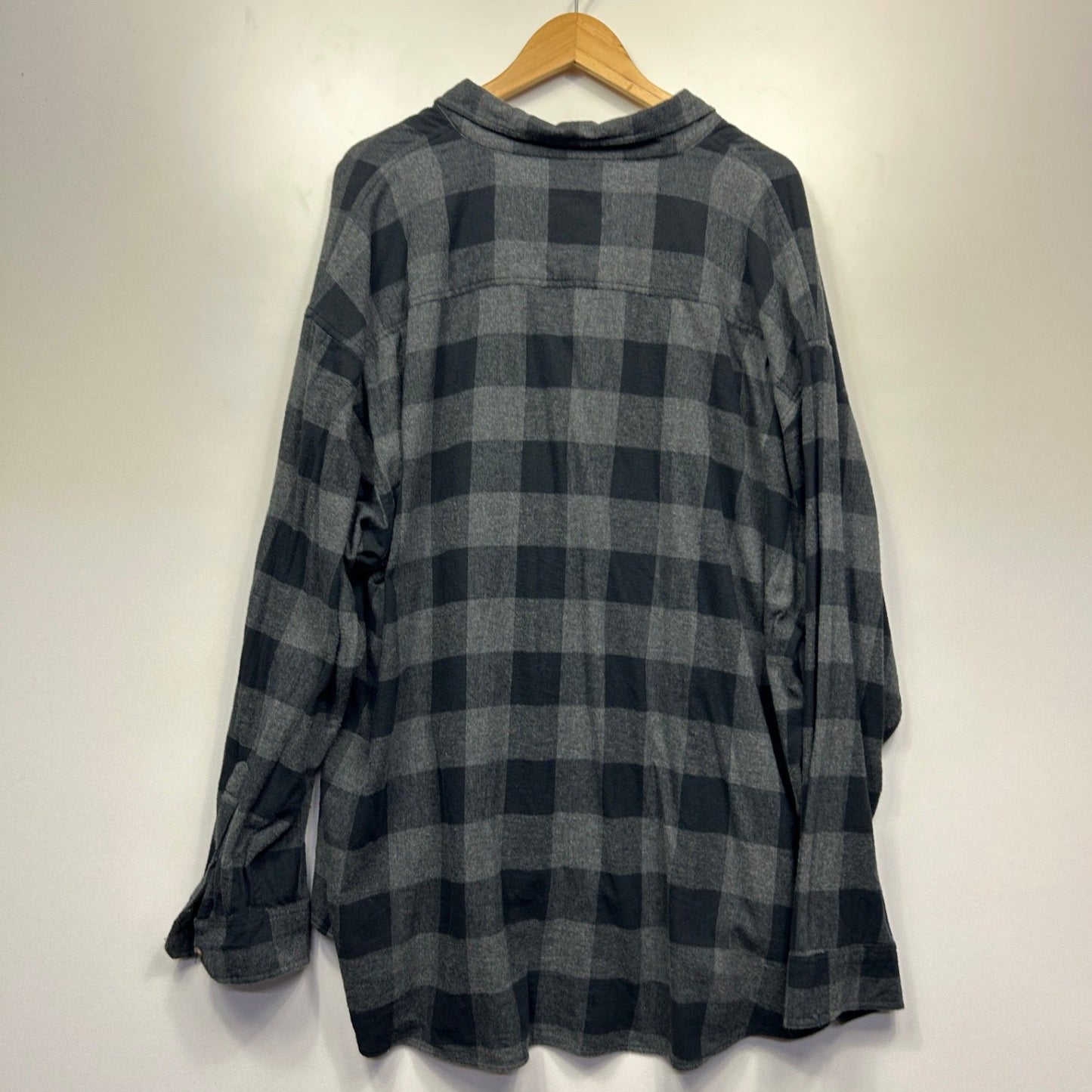 Anko Check Fannel Shirt Size 7XL Grey Black Long Sleeve