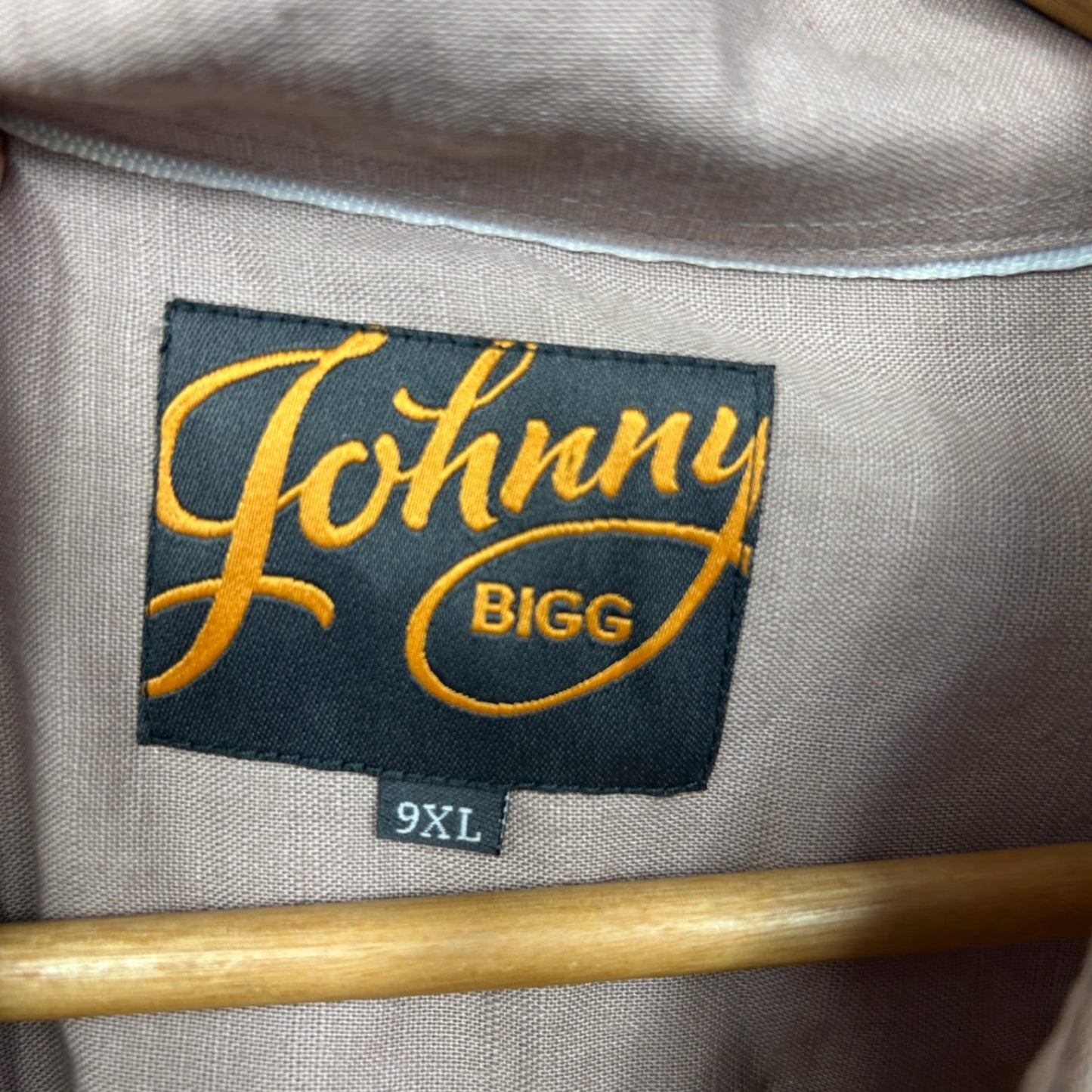 Johnny Bigg Shirt Size 9XL Linen Cotton Taupe Long Sleeve Button Up