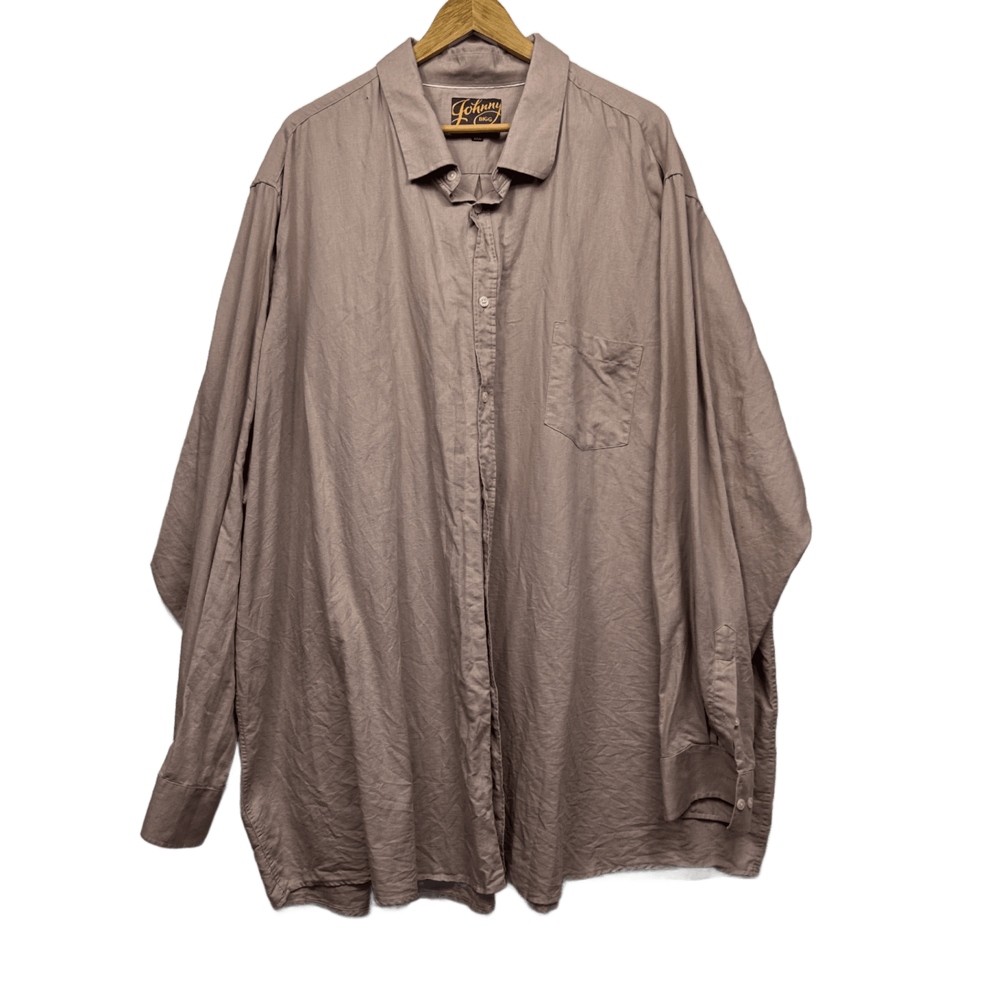 Johnny Bigg Shirt Size 9XL Linen Cotton Taupe Long Sleeve Button Up