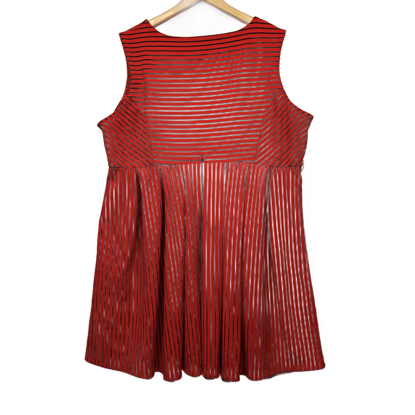 Pervour Sleeveless Fit and Flare Dress Size 22 24 Red Striped Knee Length