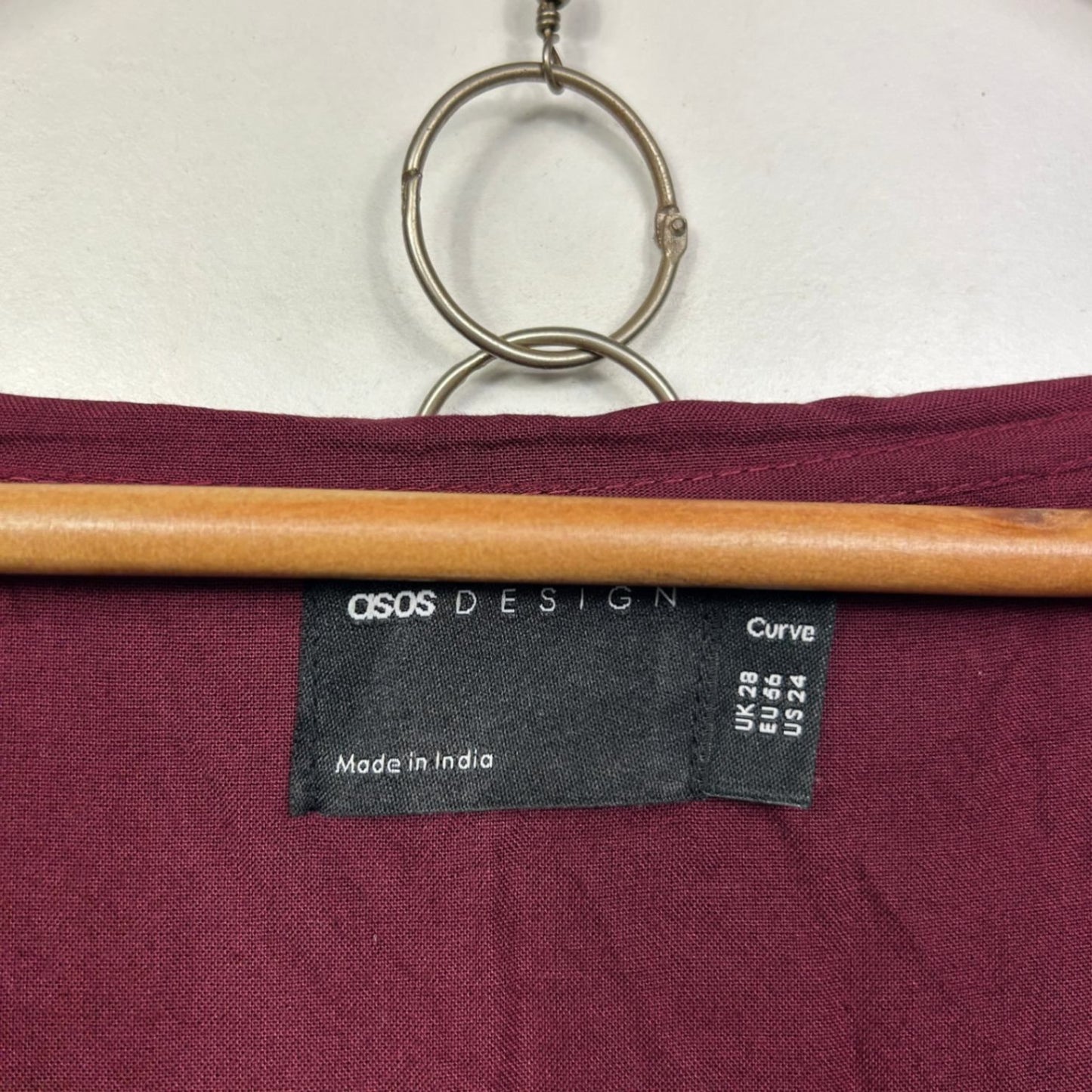 ASOS DESIGN Curve Maxi Dress Size 22 Maroon Short Sleeve Embroidered Viscose