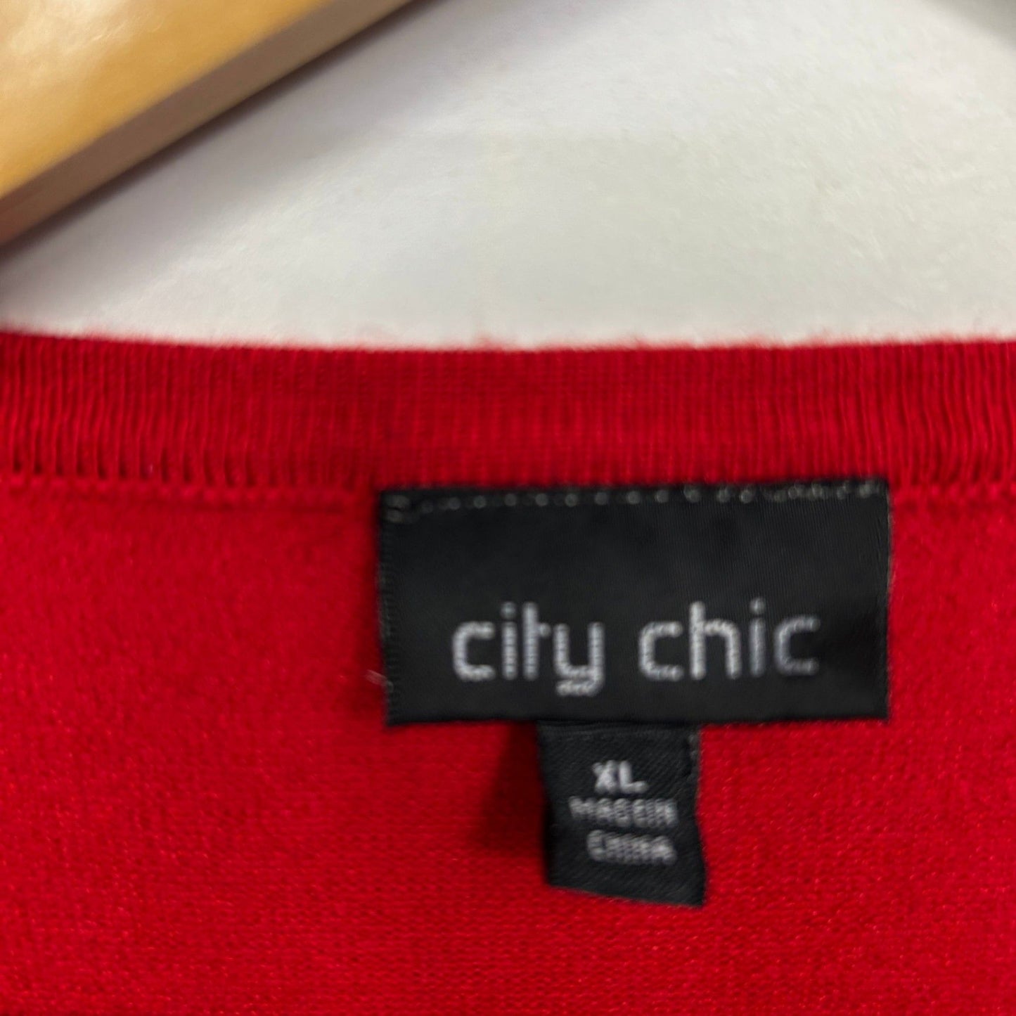 City Chic Cardigan Size 22 XL Plus Red Long Sleeve Knit Top