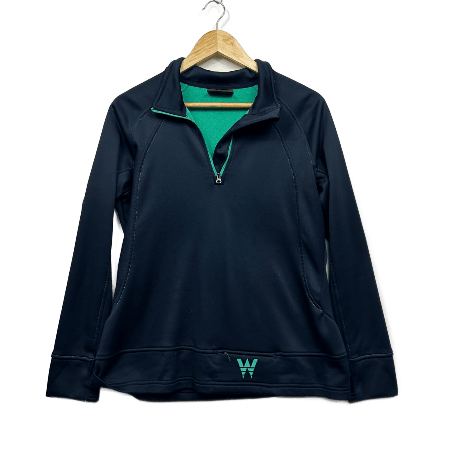 Wrangler Womens Jumper 1/4 Zip Long Sleeve Navy Zipped Pockets