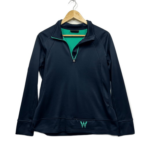 Wrangler Womens Jumper 1/4 Zip Long Sleeve Navy Zipped Pockets