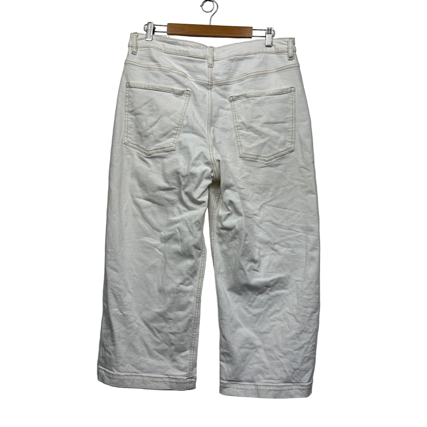 Target Wide Leg Crop Length White Denim Jeans Size 18 Pockets Zip Fly