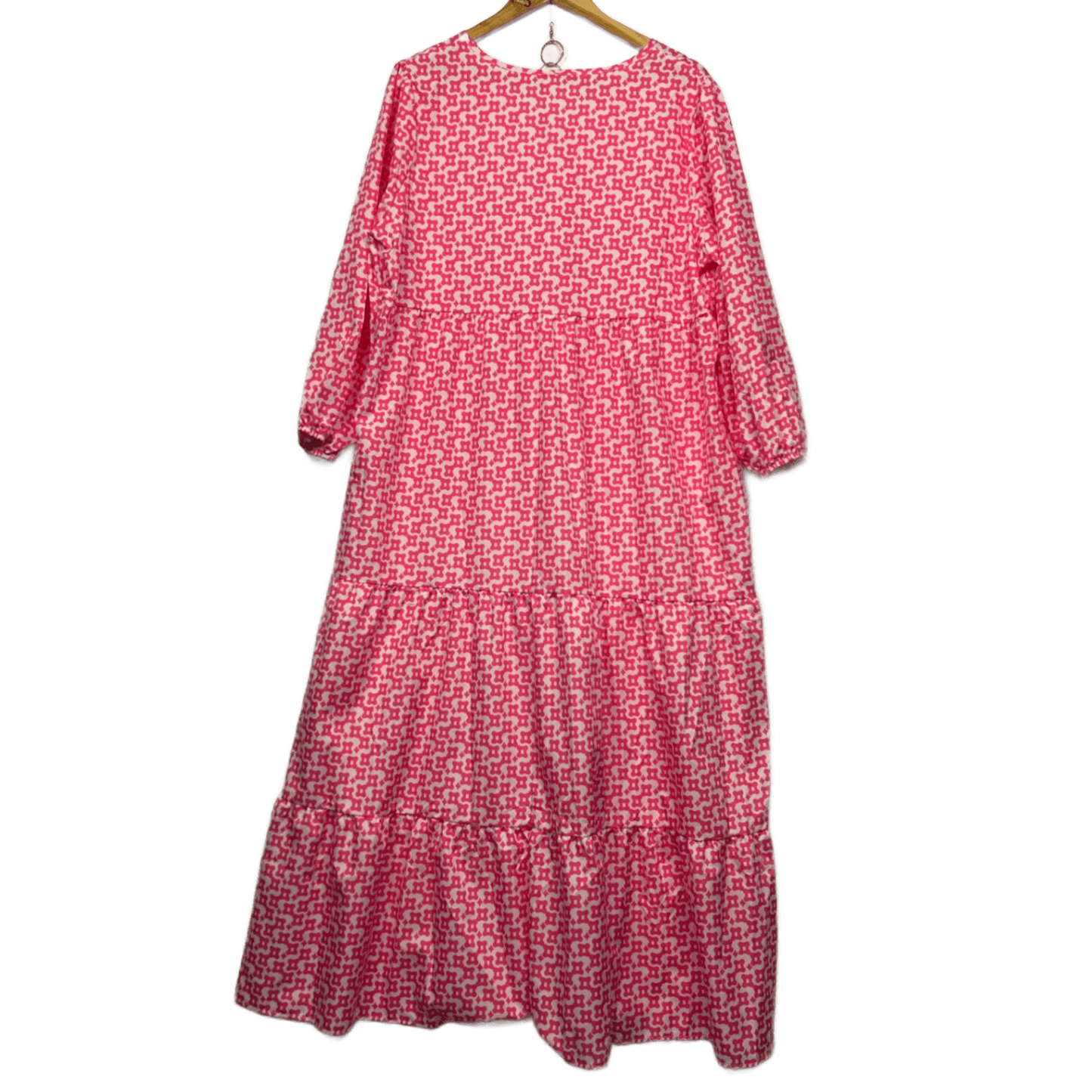 New Boho Pink Long Sleeve Women Casual Maxi Dress Size 2XL 18