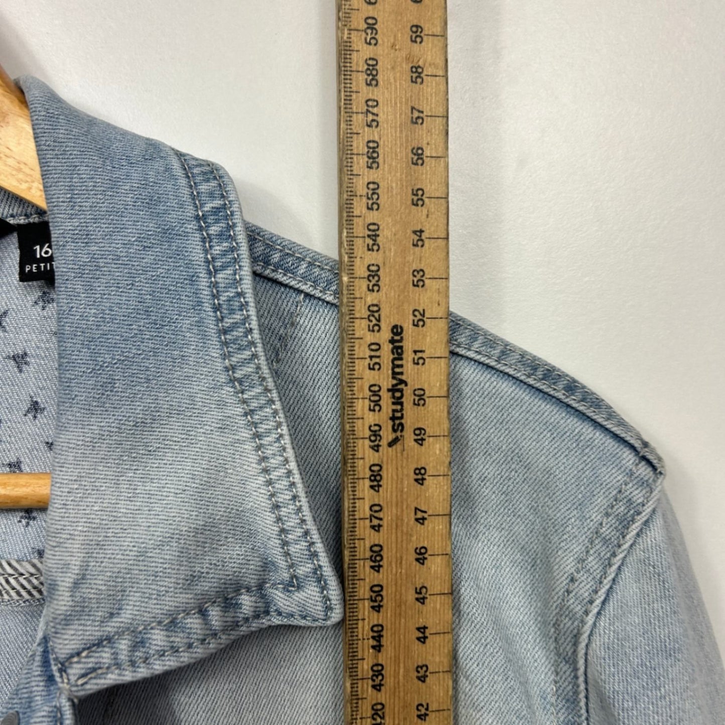 Dannii Minogue Denim Jacket Size 16 Petites Long Sleeve