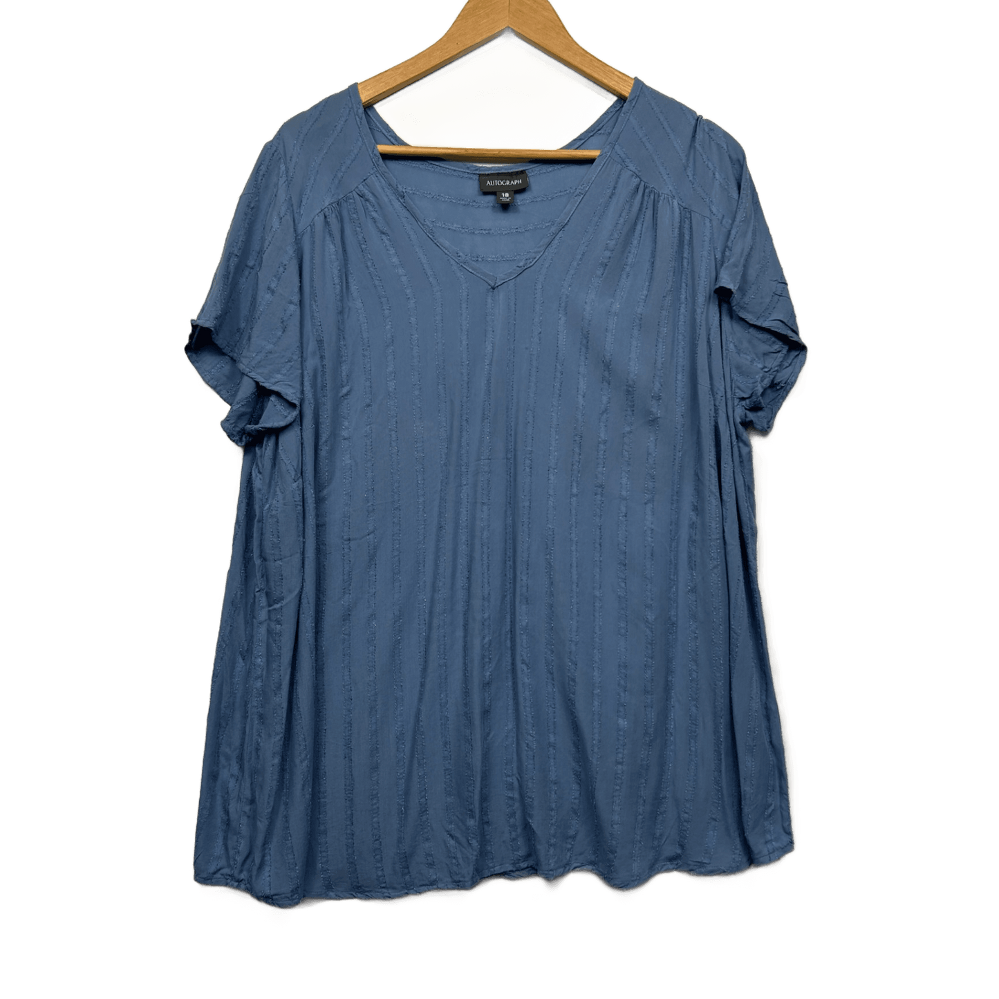Autograph Blouse Size 18 Blue Short Sleeve Viscose