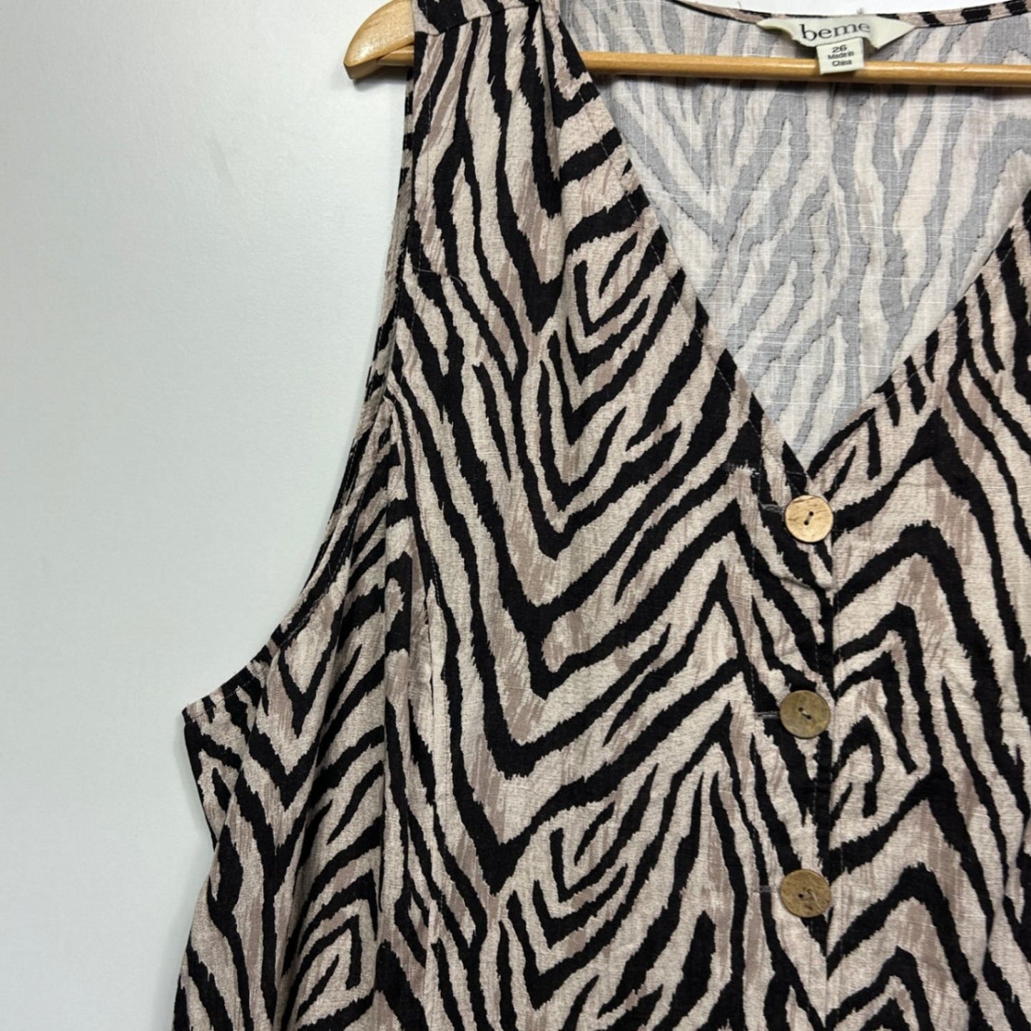 Beme Linen Maxi Dress Size 26 Multicoloured V Neck Long Length