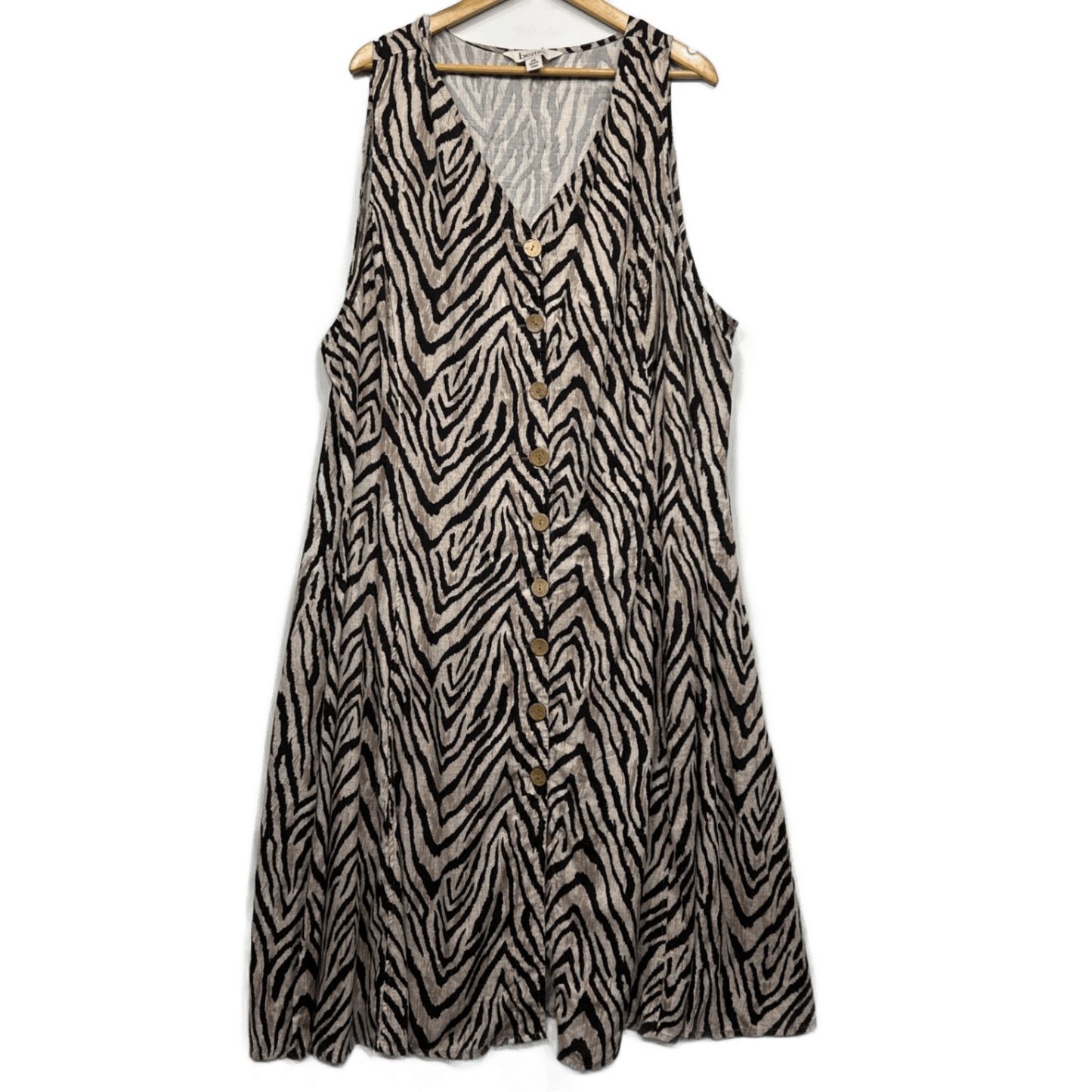 Beme Linen Maxi Dress Size 26 Multicoloured V Neck Long Length