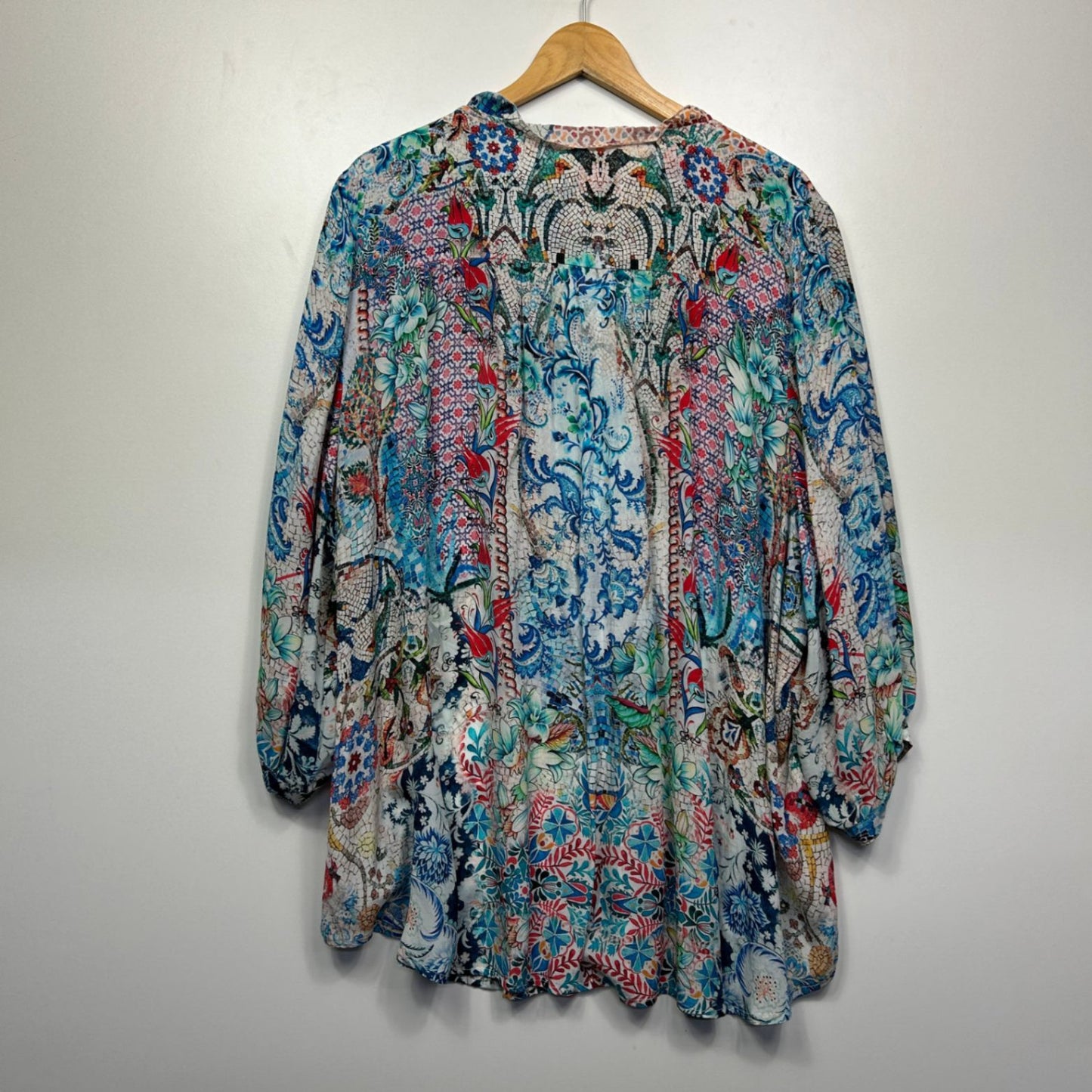 Virtuelle Multicoloured Viscose Long Sleeve V-Neck Boho Floral Blouse Size 24