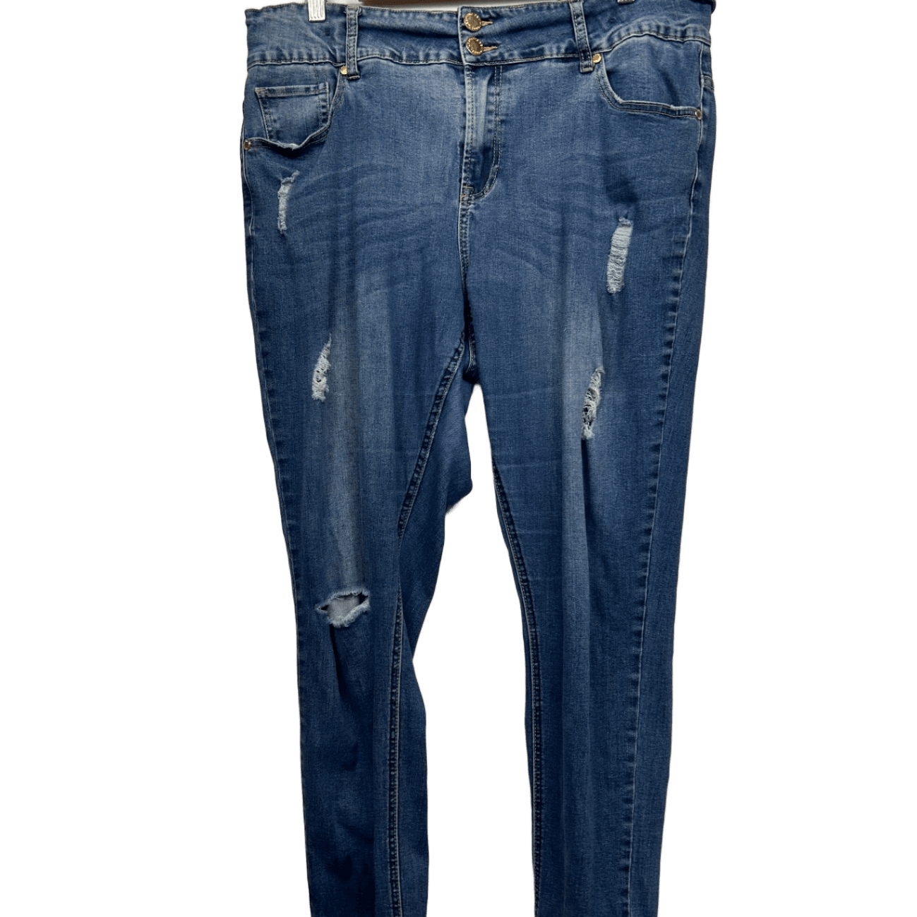 City Chic Denim Blue Skinny Stretch Distressed Ankle Grazer Asha Jeans Size 16