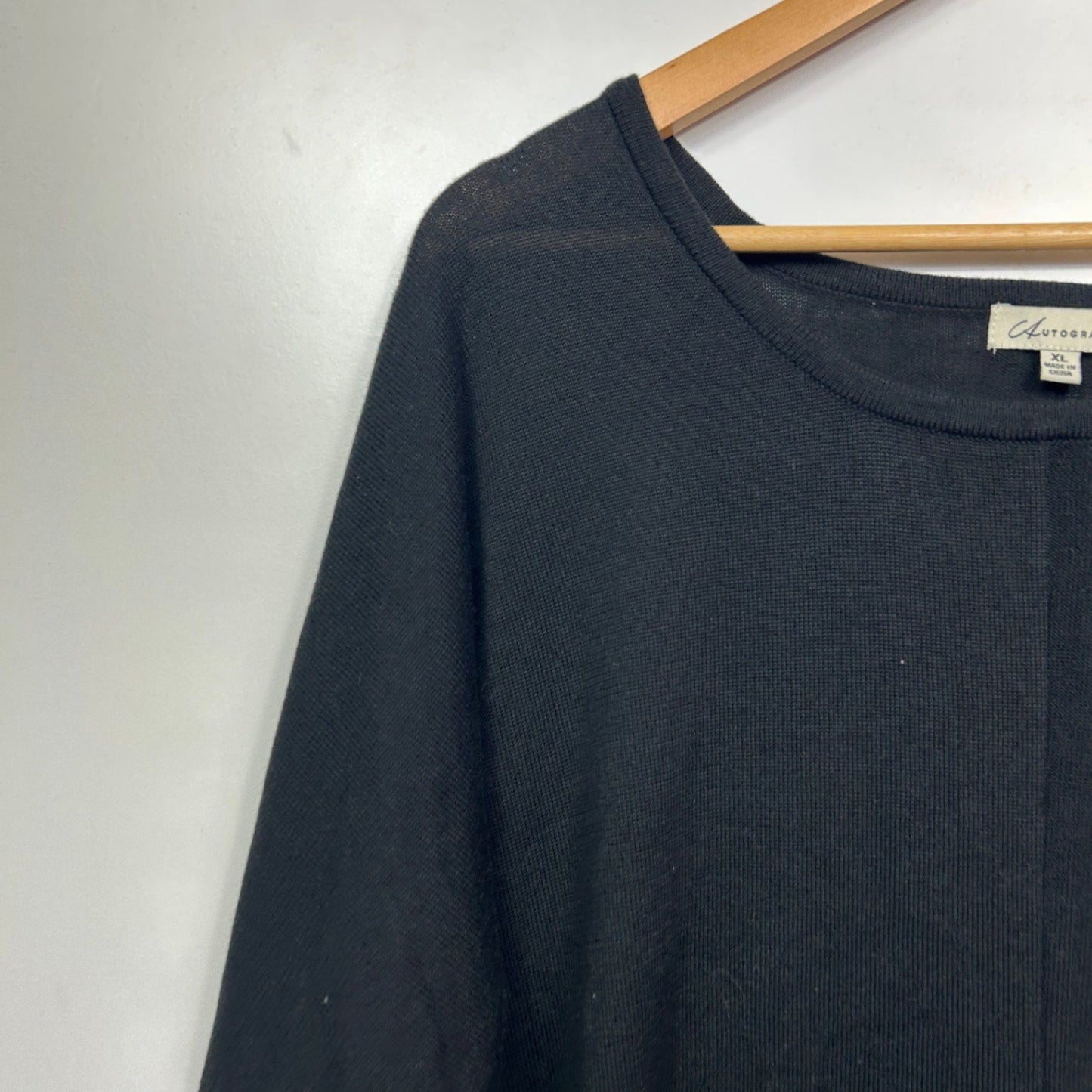 Autograph Black Long Sleeve Crew Neck Pullover Jumper Knit Top Size 22 Plus