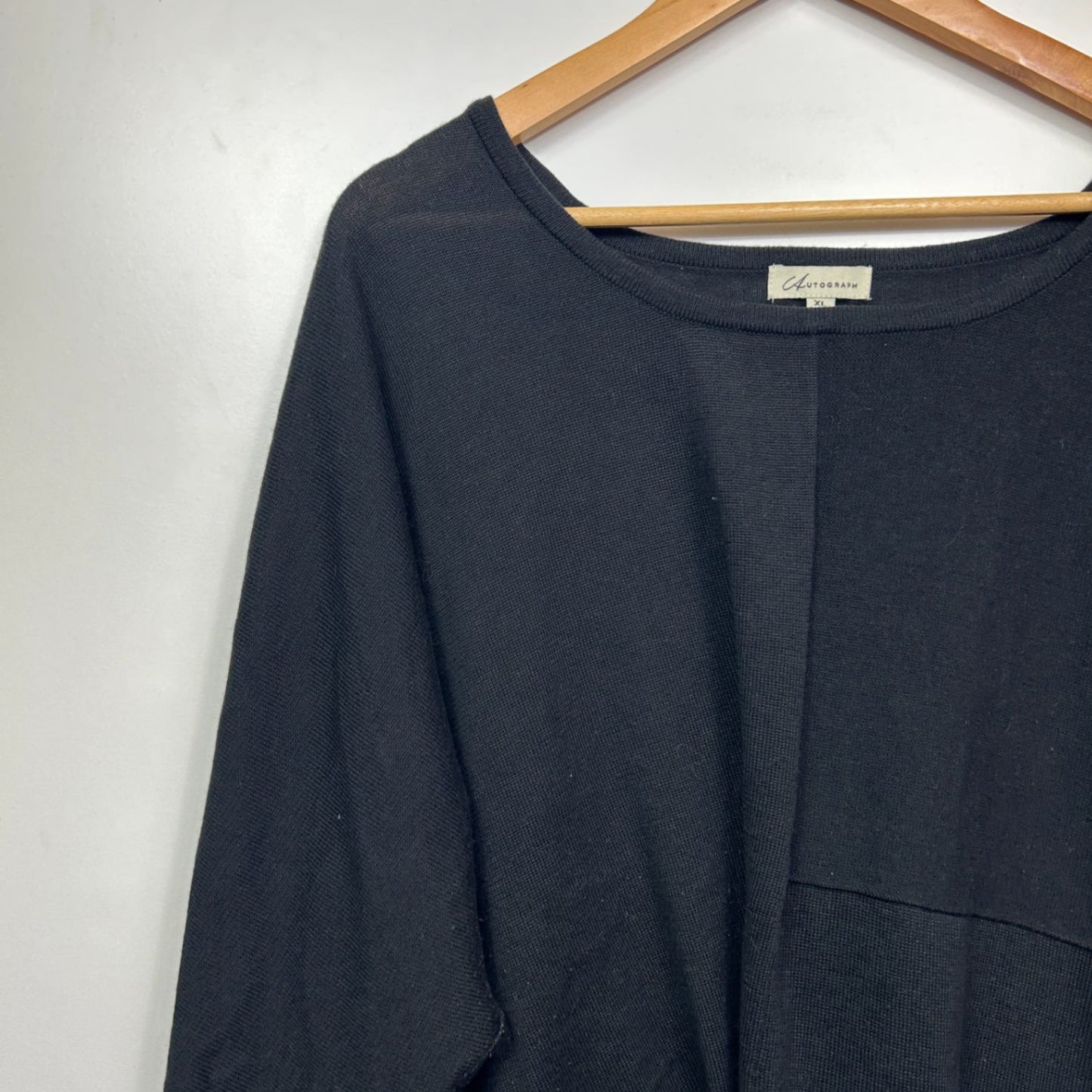 Autograph Black Long Sleeve Crew Neck Pullover Jumper Knit Top Size 22 Plus