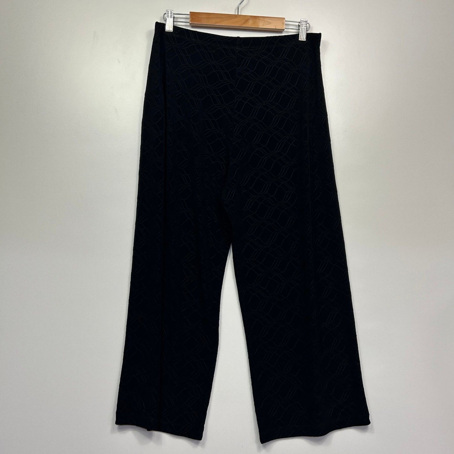Taking Shape Wide Leg Pants Size 14 Plus Black Textured Stretch Elastic Waist