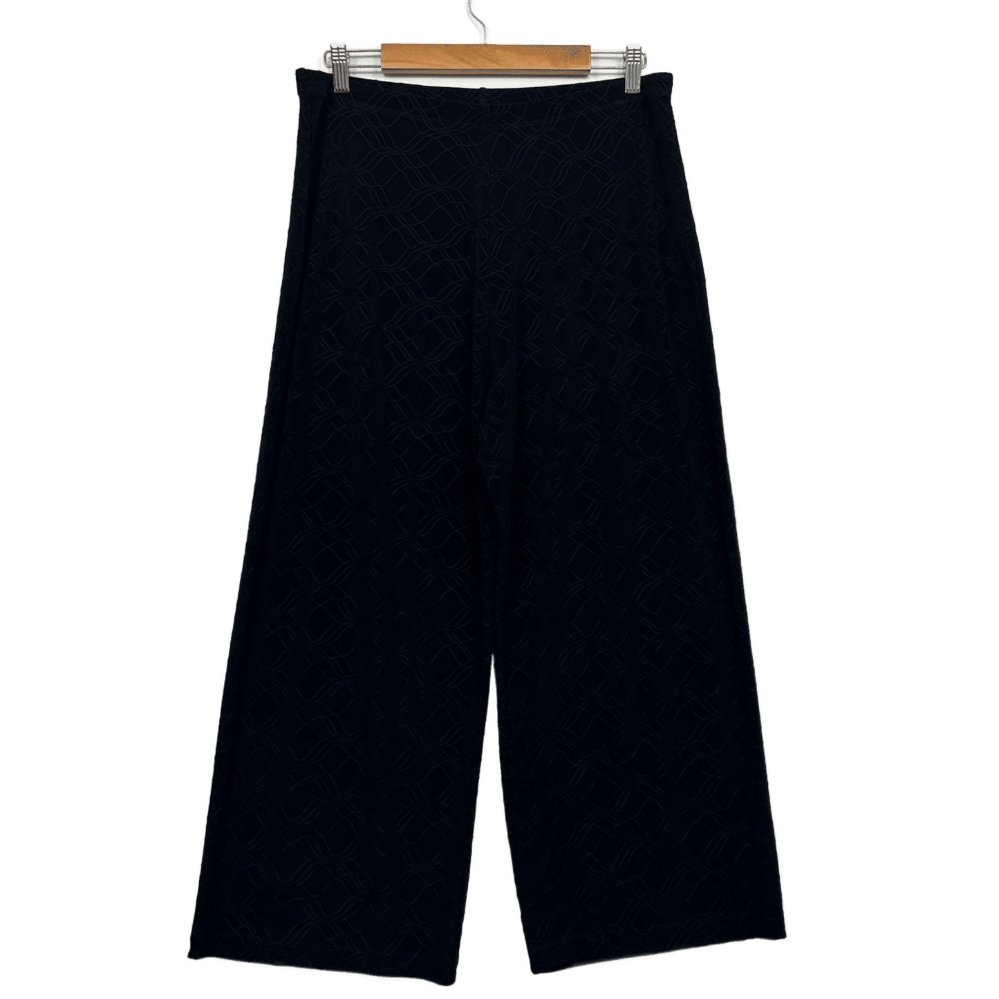 Taking Shape Wide Leg Pants Size 14 Plus Black Textured Stretch Elastic Waist