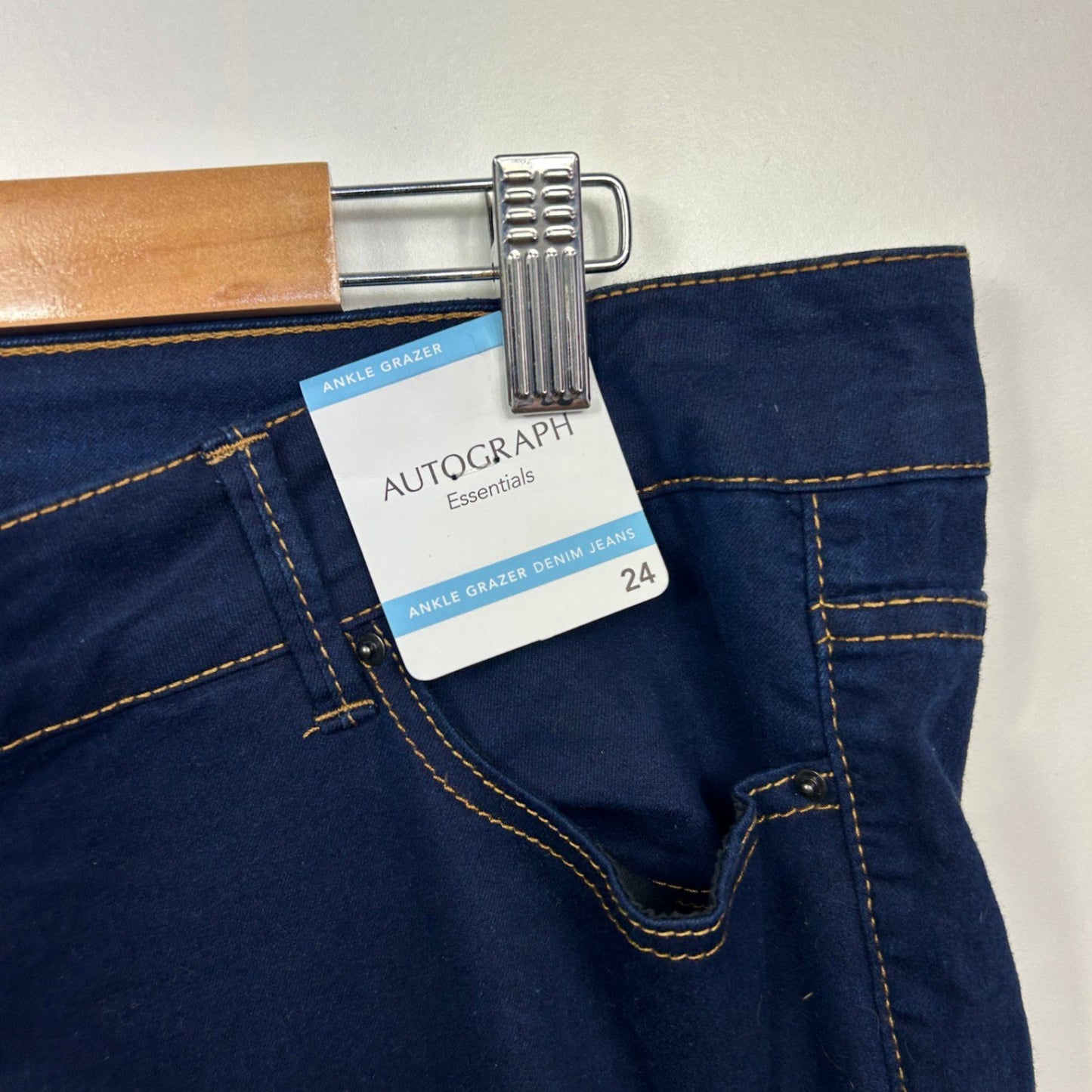 Autograph Ankle Grazer Denim Jeans Size 24 Plus Dark Wash New