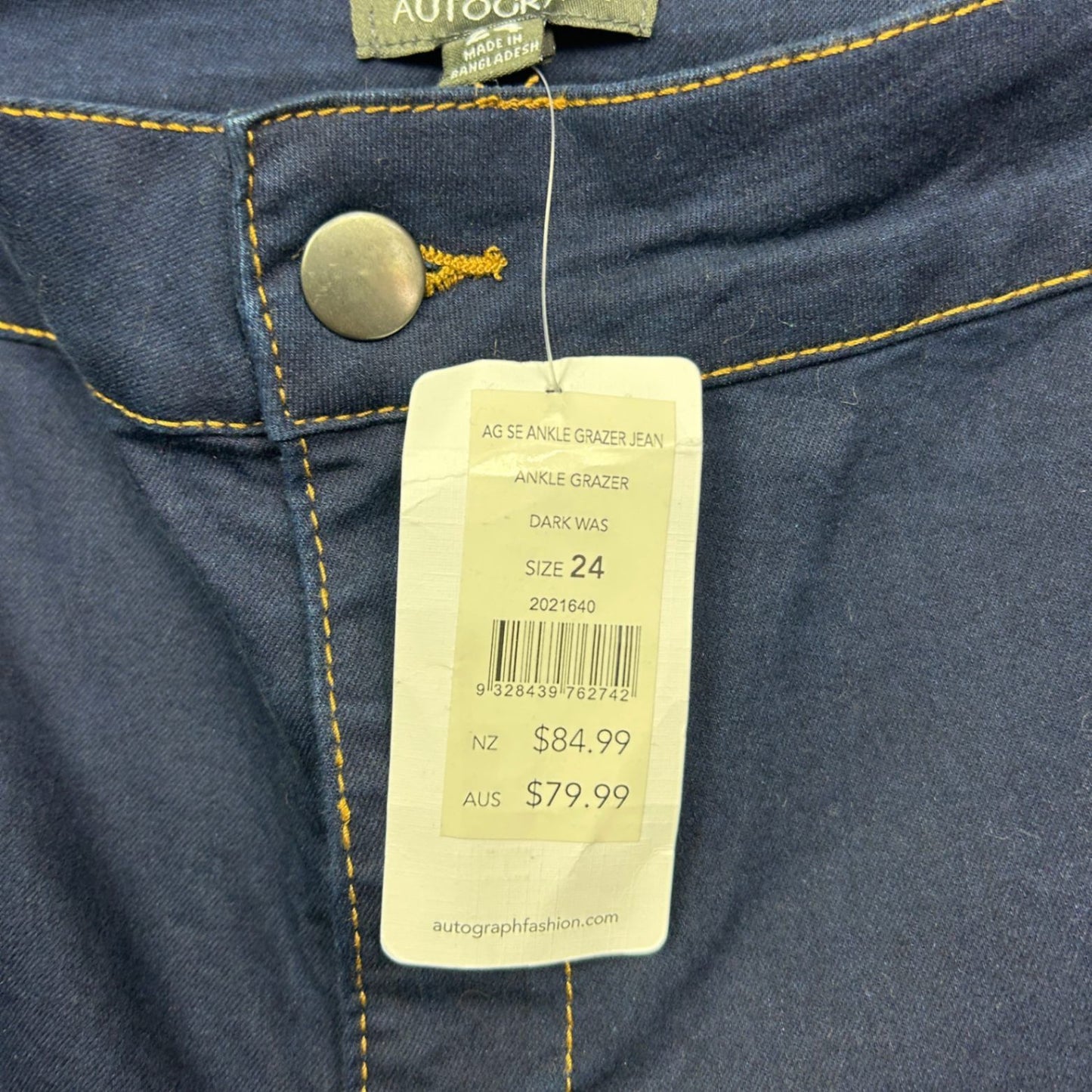 Autograph Ankle Grazer Denim Jeans Size 24 Plus Dark Wash New