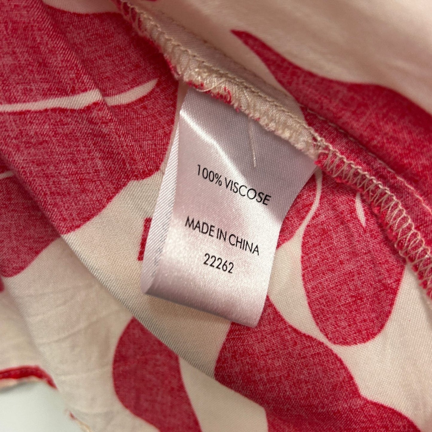 Suzanne Grae Tunic Top Size 18 Red Beige Short Pillow Sleeve Viscose