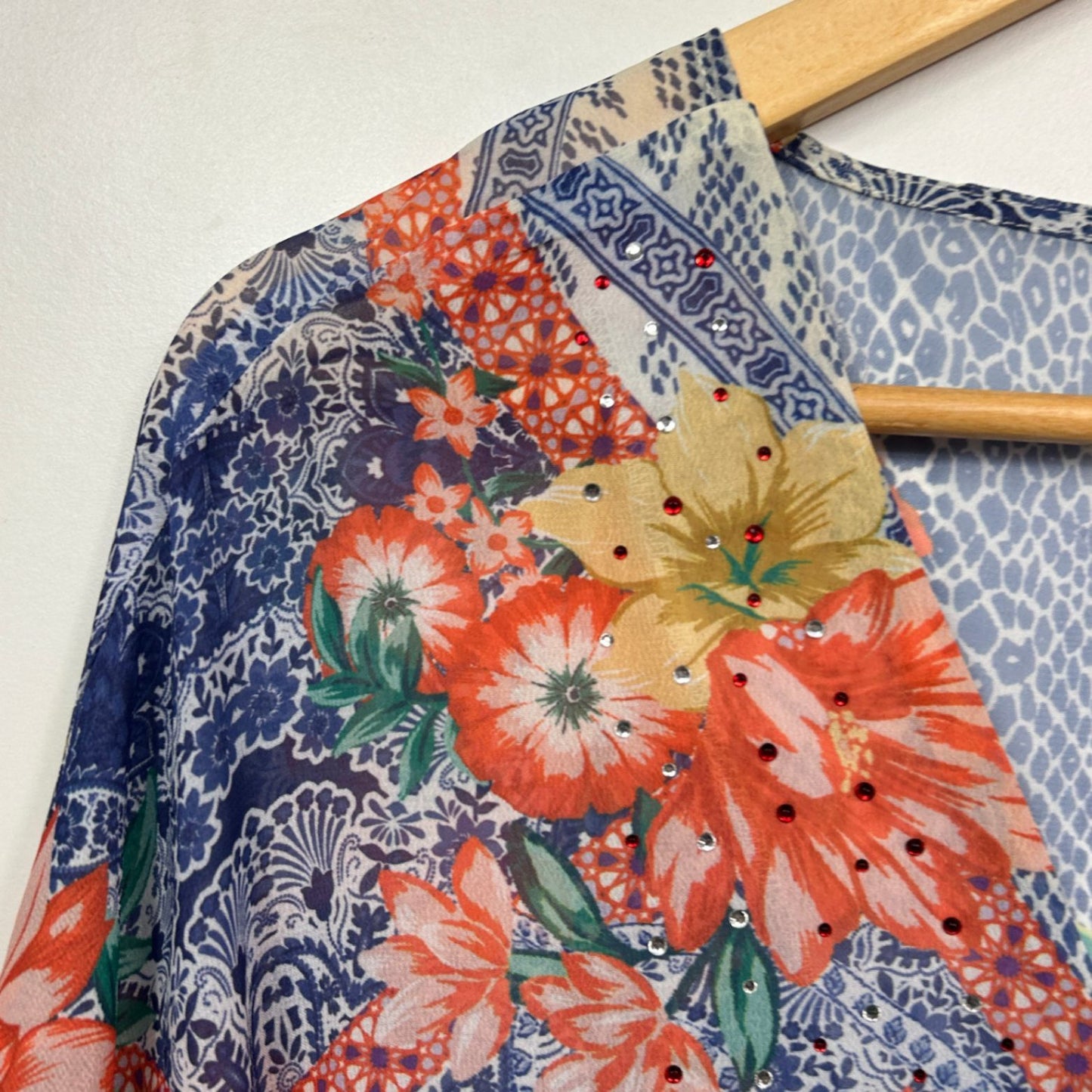 Autograph Kaftan Top Size 18 20 Multicoloured Floral Short Sleeve