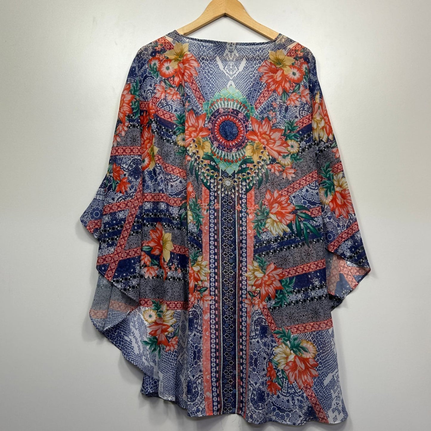 Autograph Kaftan Top Size 18 20 Multicoloured Floral Short Sleeve