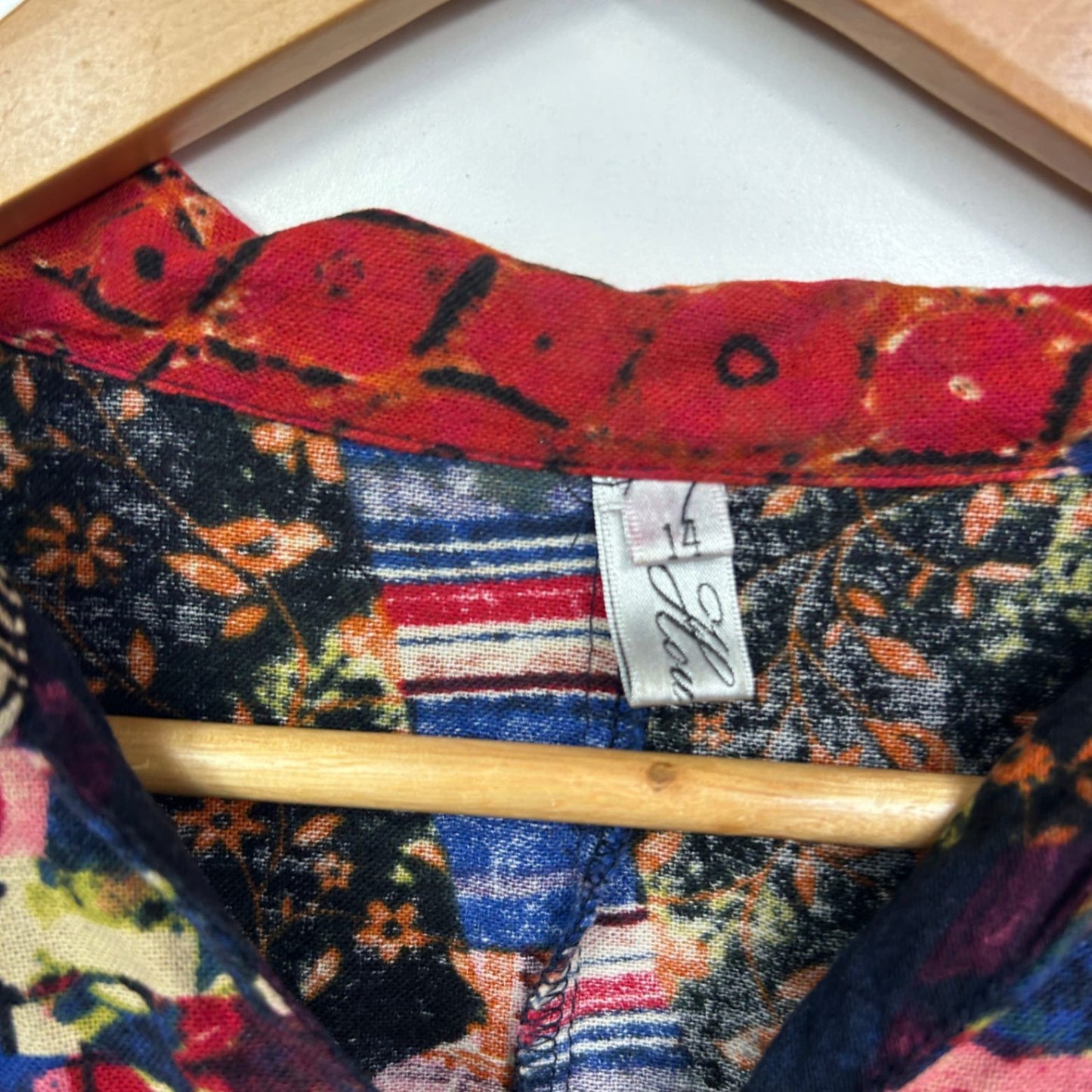 Hourglass Tunic Top Size 14 16 Multicoloured Linen Blend Ruched Sleeve Pockets Patchwork