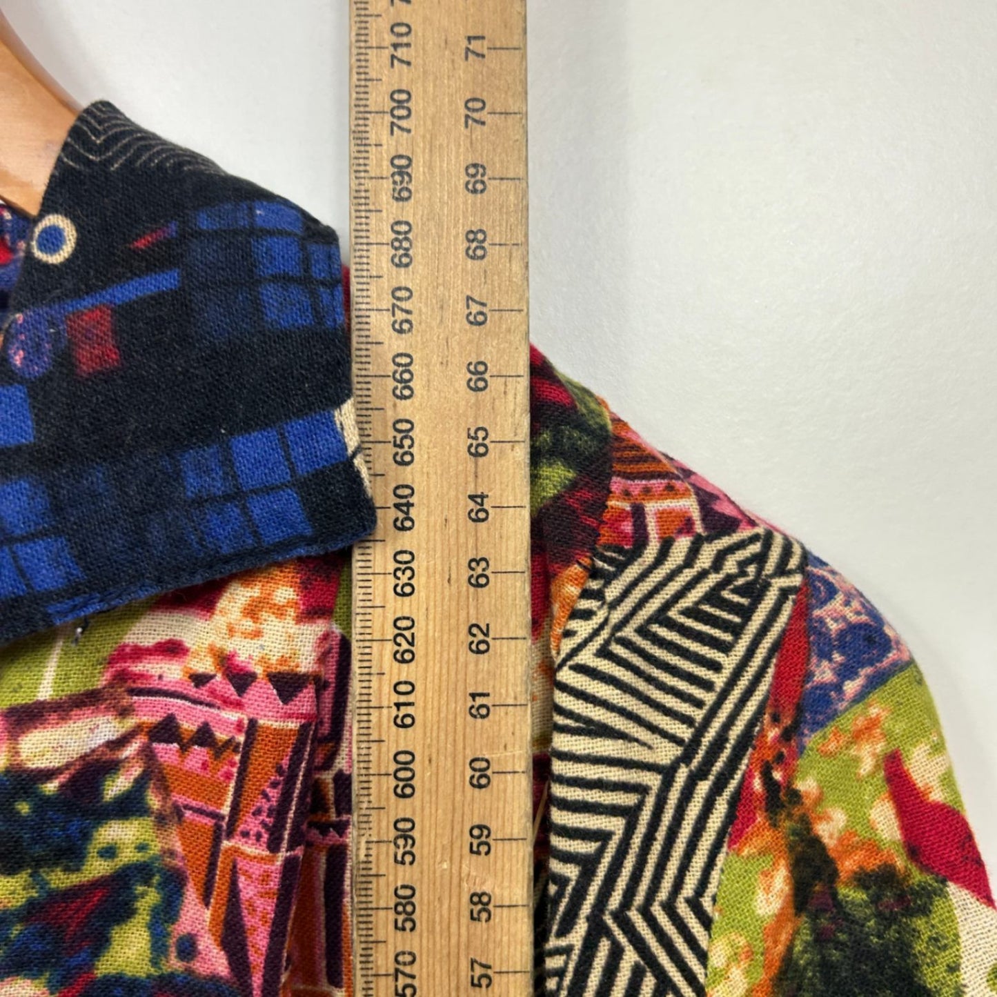 Hourglass Tunic Top Size 14 16 Multicoloured Linen Blend Ruched Sleeve Pockets Patchwork
