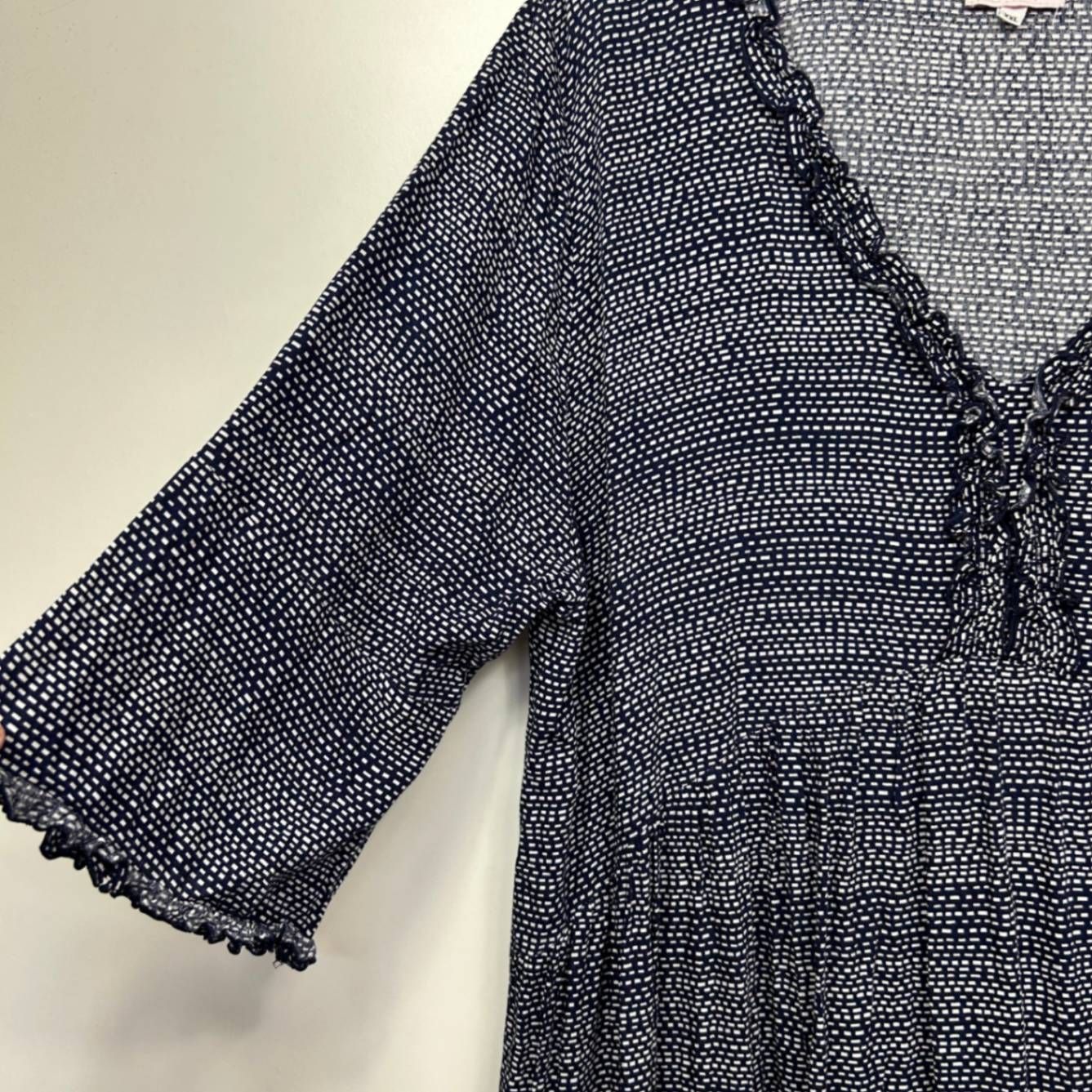 Red Lotus Dress Size XXL Blue Long Sleeve Midi Length Pockets Rayon