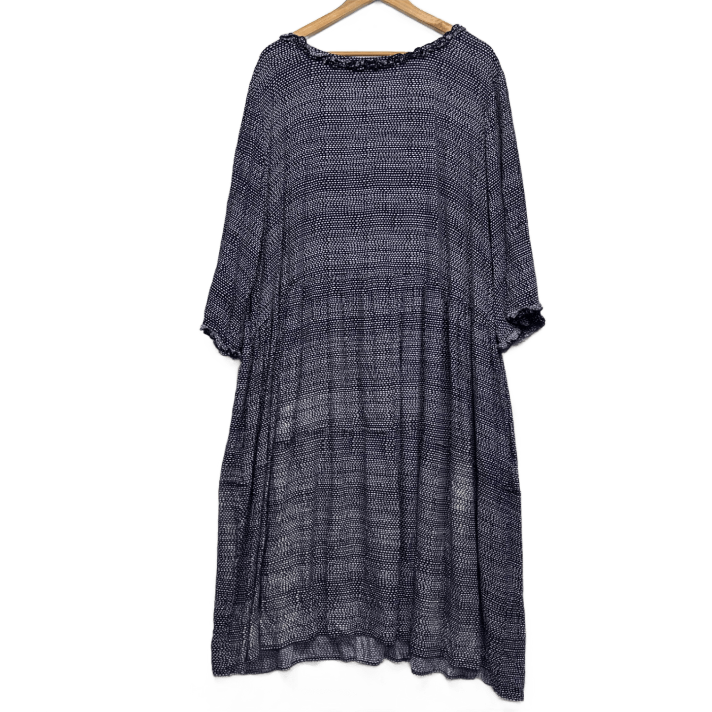 Red Lotus Dress Size XXL Blue Long Sleeve Midi Length Pockets Rayon