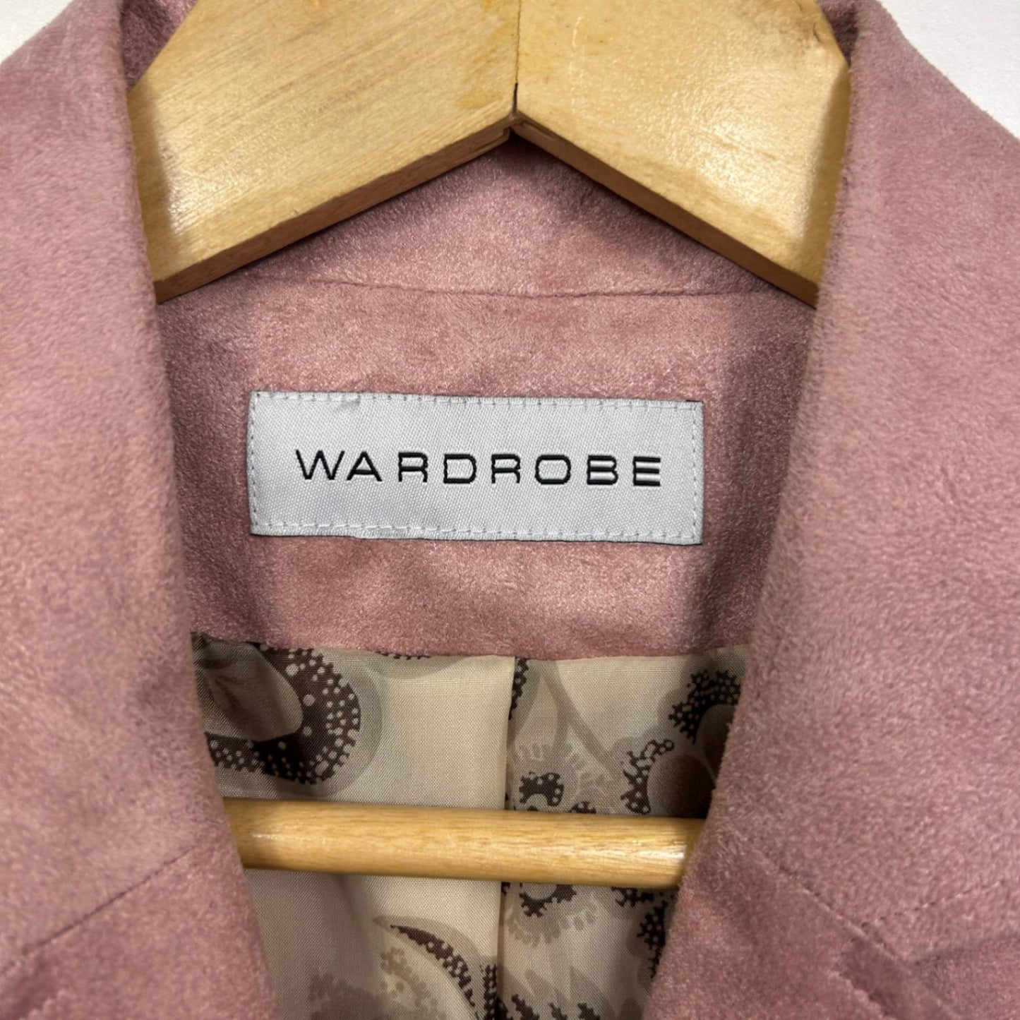 Wardrobe Pink Trench Peacoat Jacket Coat Button Closure Suede Feel Size 22