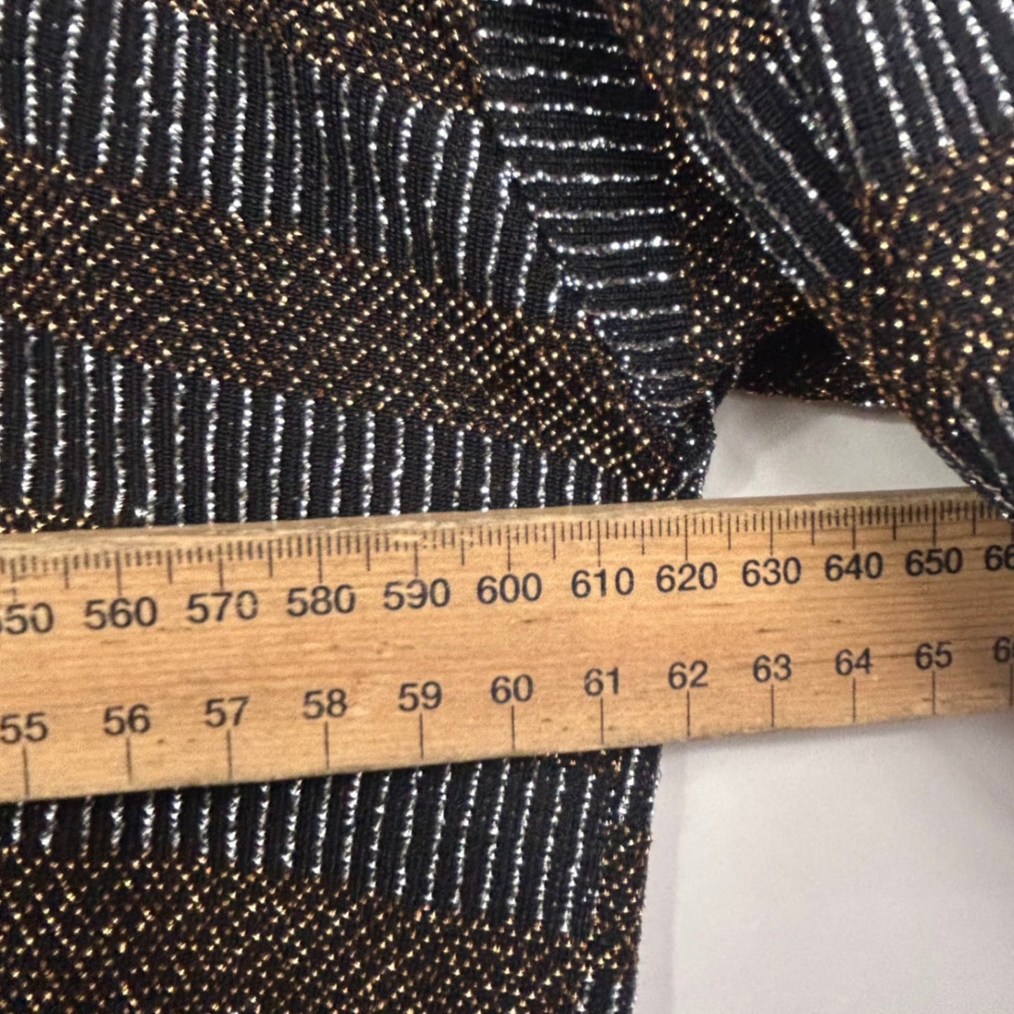 Biba Black Gold Cocktail Dress Size 16 3/4 Sleeve Metallic