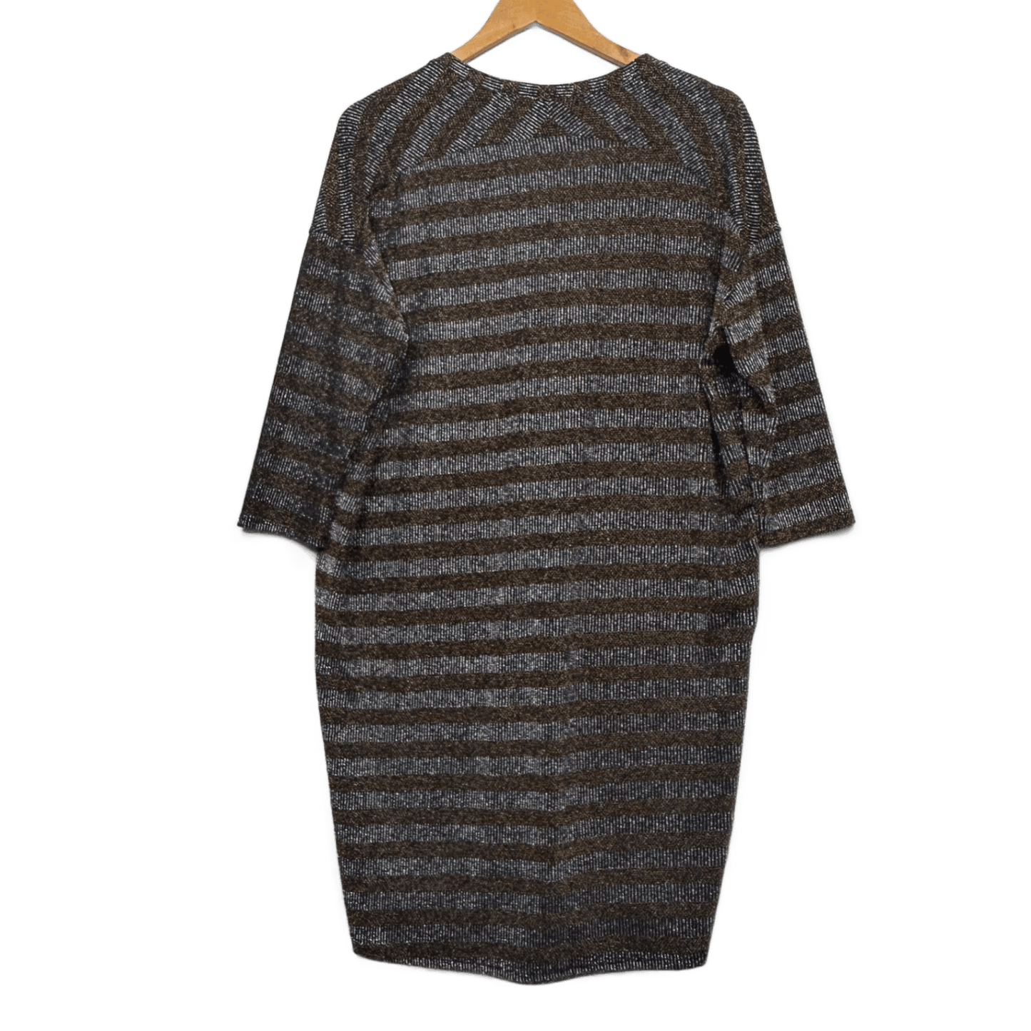 Biba Black Gold Cocktail Dress Size 16 3/4 Sleeve Metallic