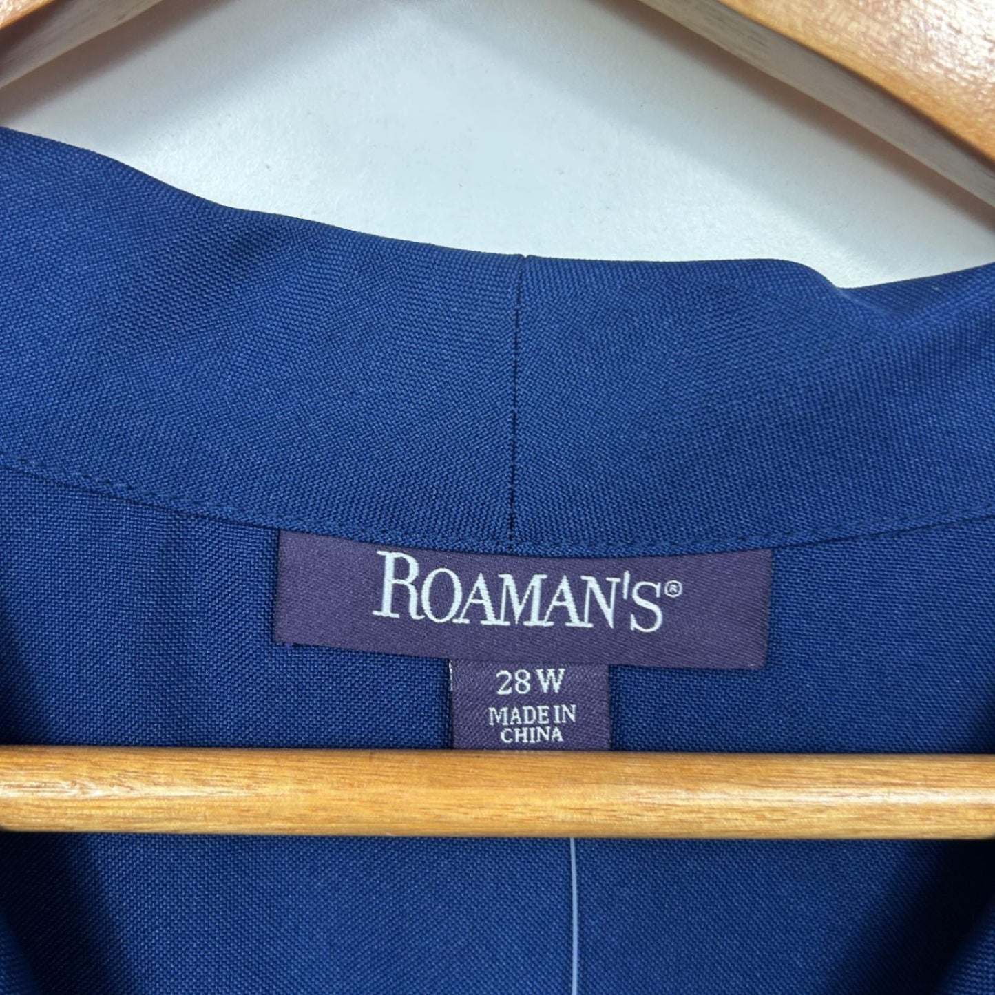 New Roaman's Blue Fitted Top Size 28 W Short Sleeve Button Up