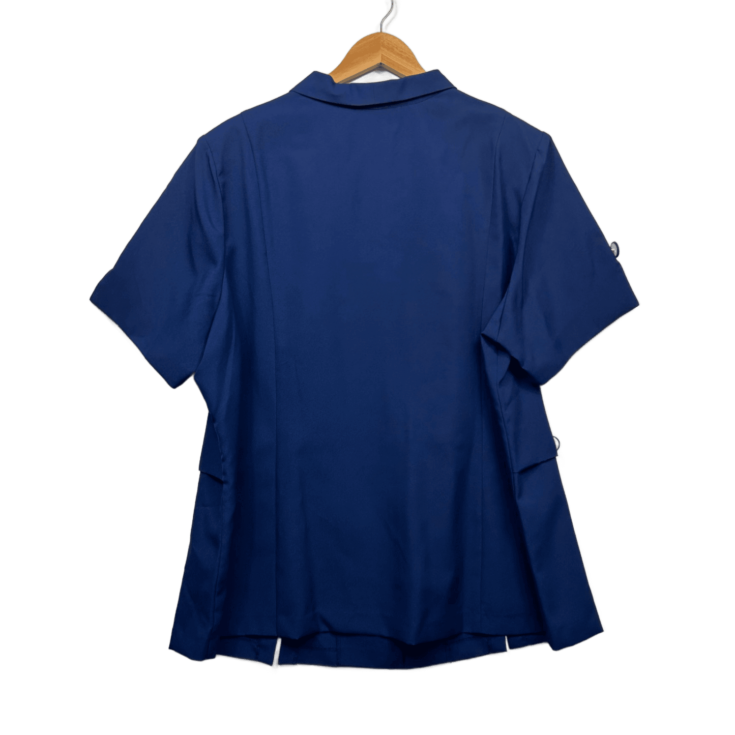 New Roaman's Blue Fitted Top Size 28 W Short Sleeve Button Up