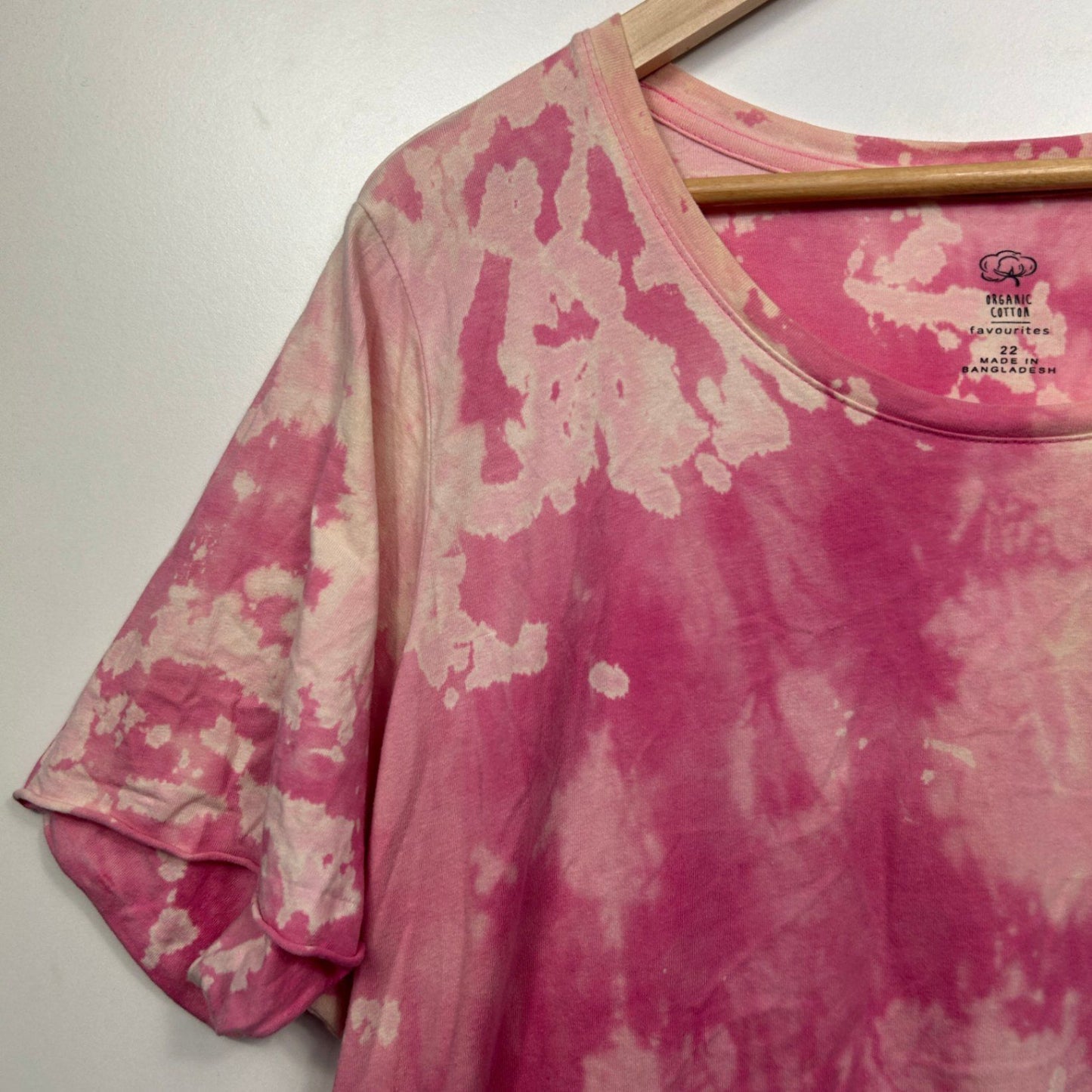 Tie Dye Pink Cotton Short Sleeve Crew Neck Casual T-Shirt Tee Size 22