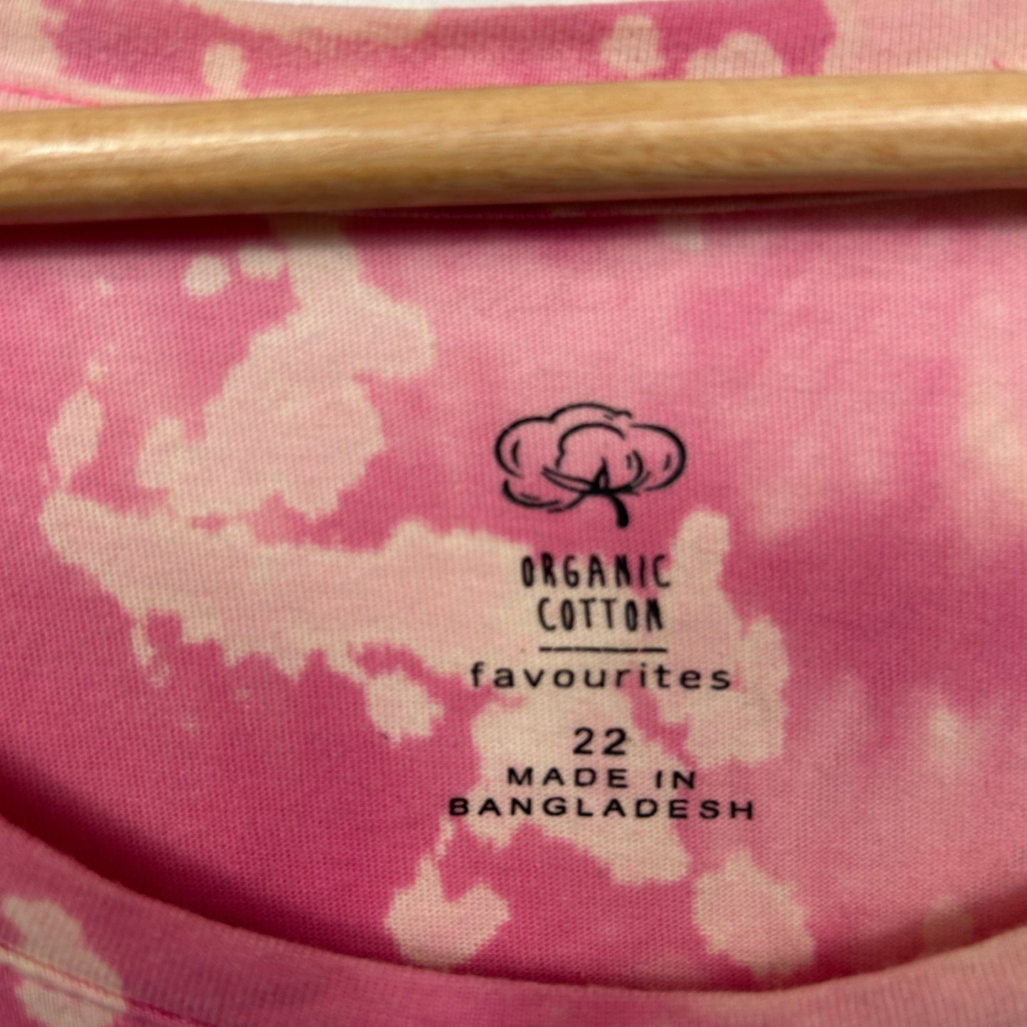 Tie Dye Pink Cotton Short Sleeve Crew Neck Casual T-Shirt Tee Size 22