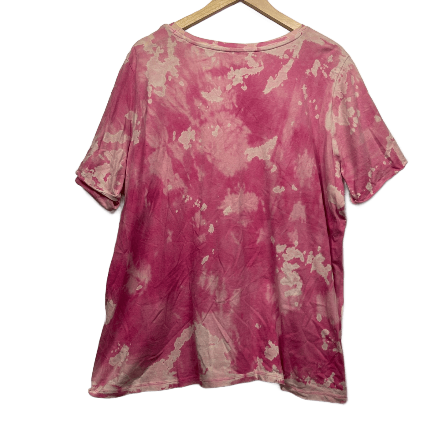 Tie Dye Pink Cotton Short Sleeve Crew Neck Casual T-Shirt Tee Size 22