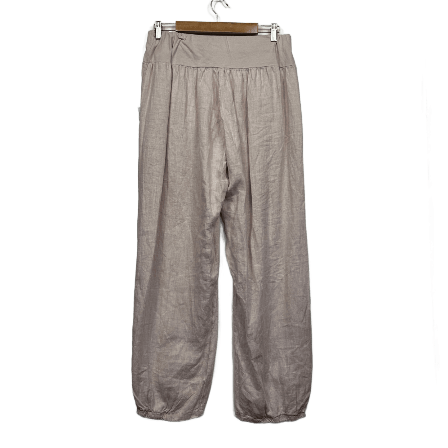 Linen Jogger Harem Pants Size 16 18 Pink Sequins Pockets Made in Italy
